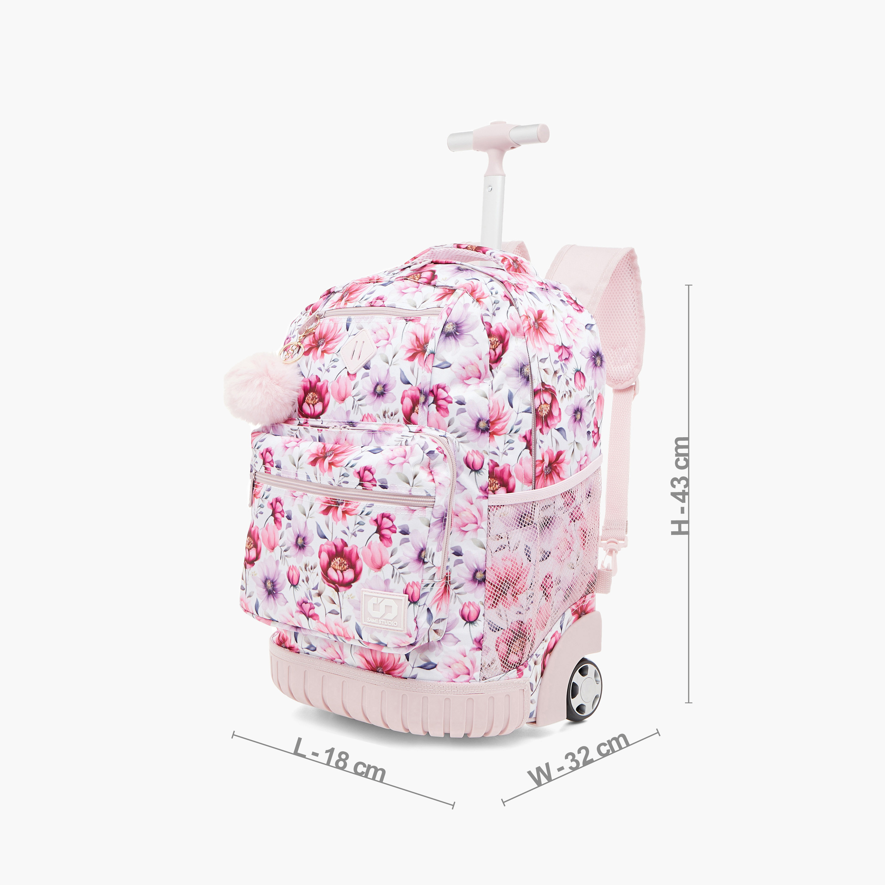SAMI STUDIO Floral Print Softcase Trolley Bag with Retractable Handle-school-bagsandbackpacks-trolleybags-image-2
