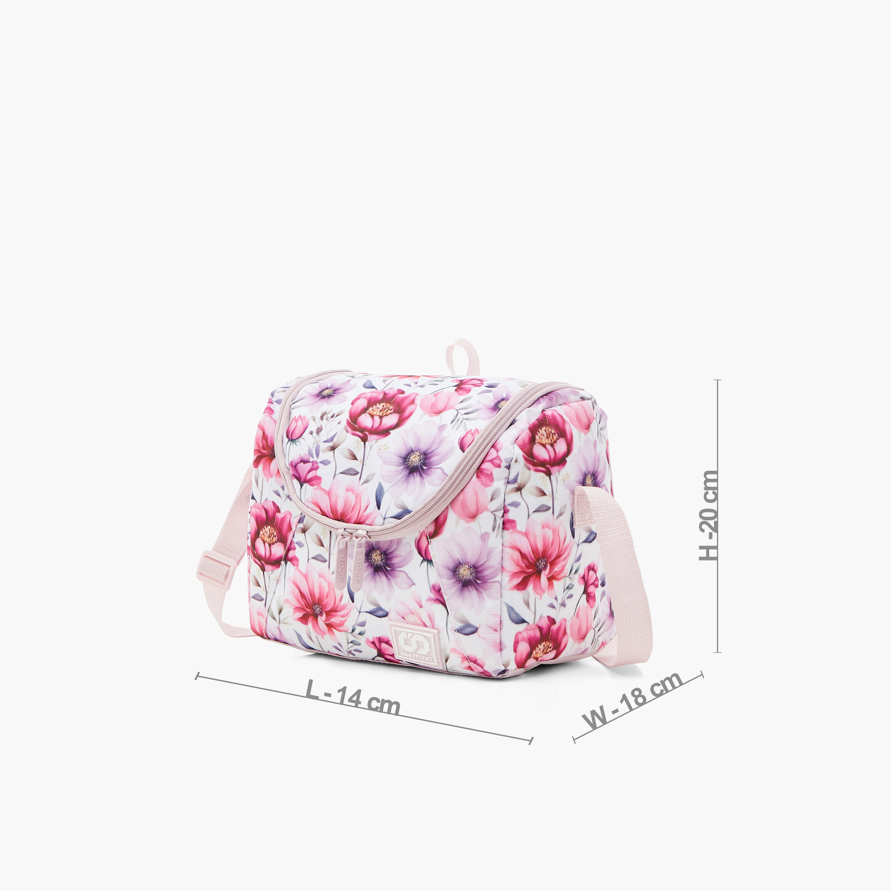 شنطة غداء بطبعات زهرية بحزام قابل للتعديل وسحاب إغلاق من سامي ستوديو-school-lunchessentials-lunchbags-image-2