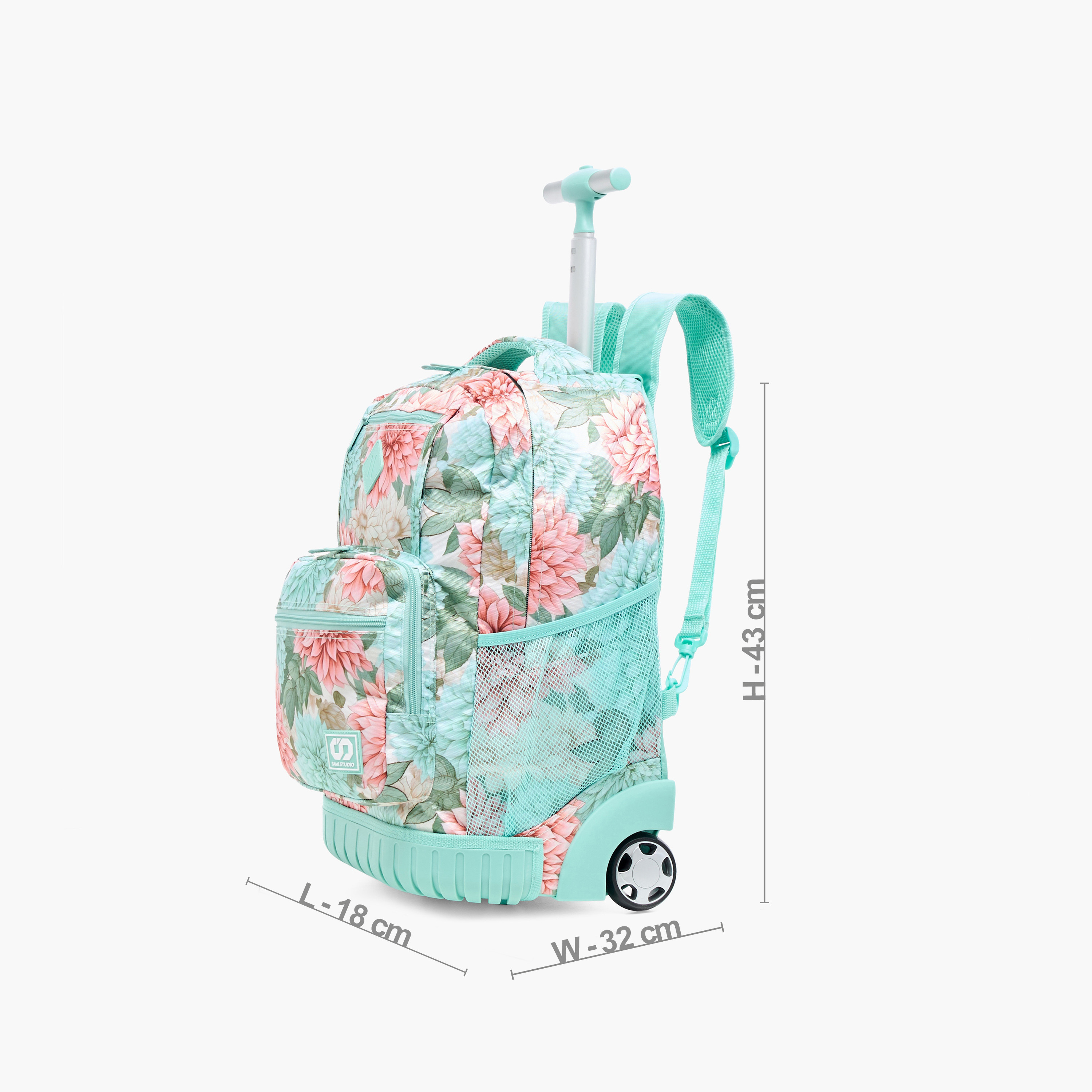 SAMI STUDIO Floral Print 18-inch Trolley Backpack with Adjustable Straps - 43x32x18 cms-school-bagsandbackpacks-trolleybags-image-2
