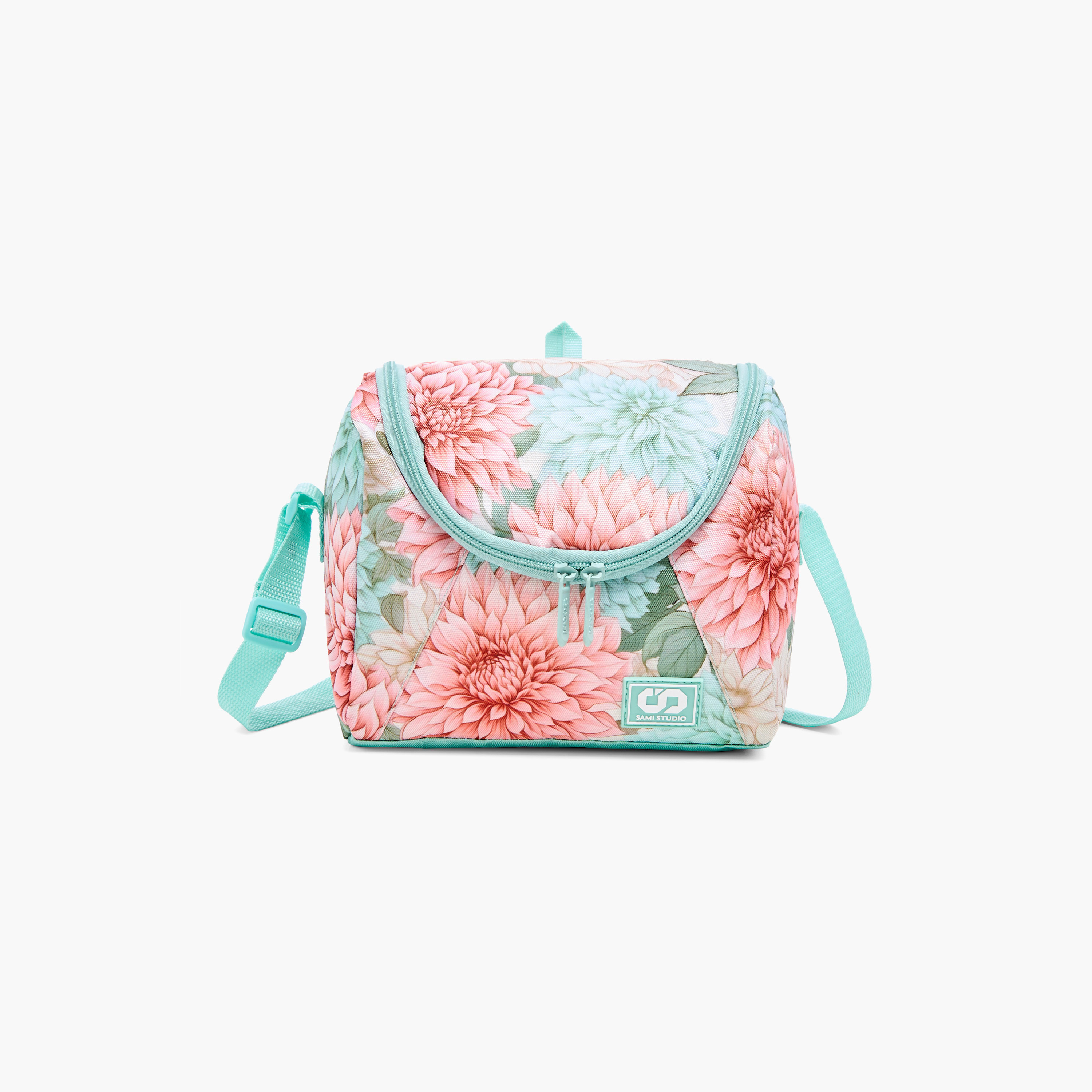 SAMI STUDIO Floral Print Lunch Bag with Adjustable Strap and Zip Closure-school-lunchessentials-lunchbags-image-1