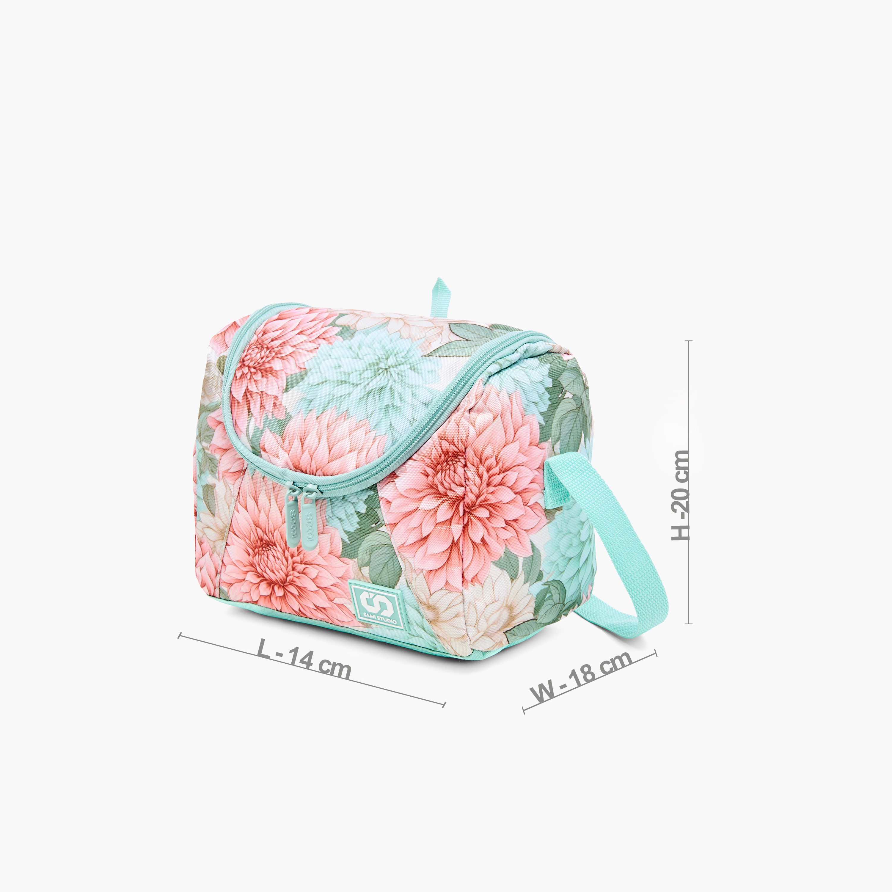 SAMI STUDIO Floral Print Lunch Bag with Adjustable Strap and Zip Closure-school-lunchessentials-lunchbags-image-2