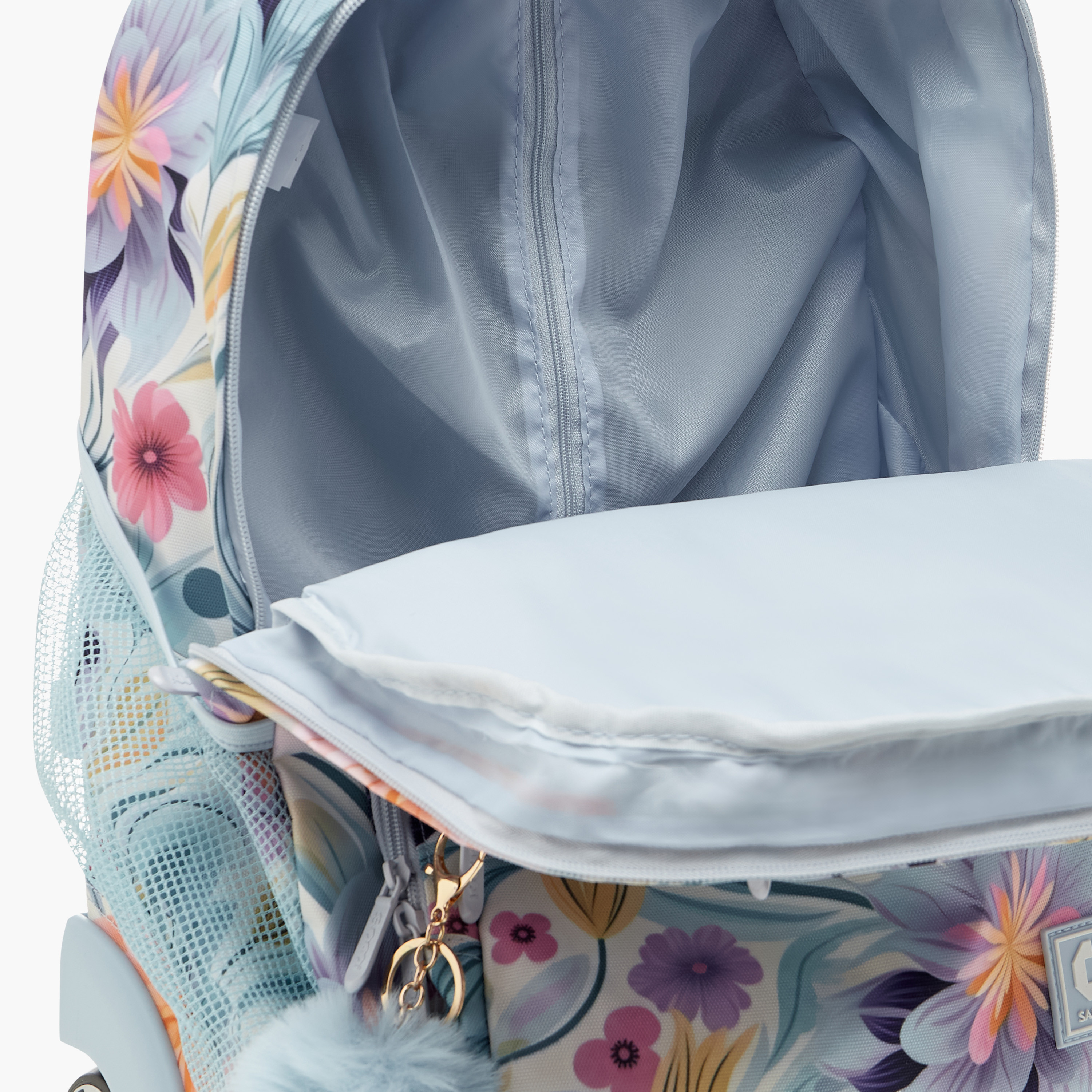 SAMI STUDIO Floral Print Trolley Backpack with Retractable Handle - 43x32x18 cms-school-bagsandbackpacks-trolleybags-image-13