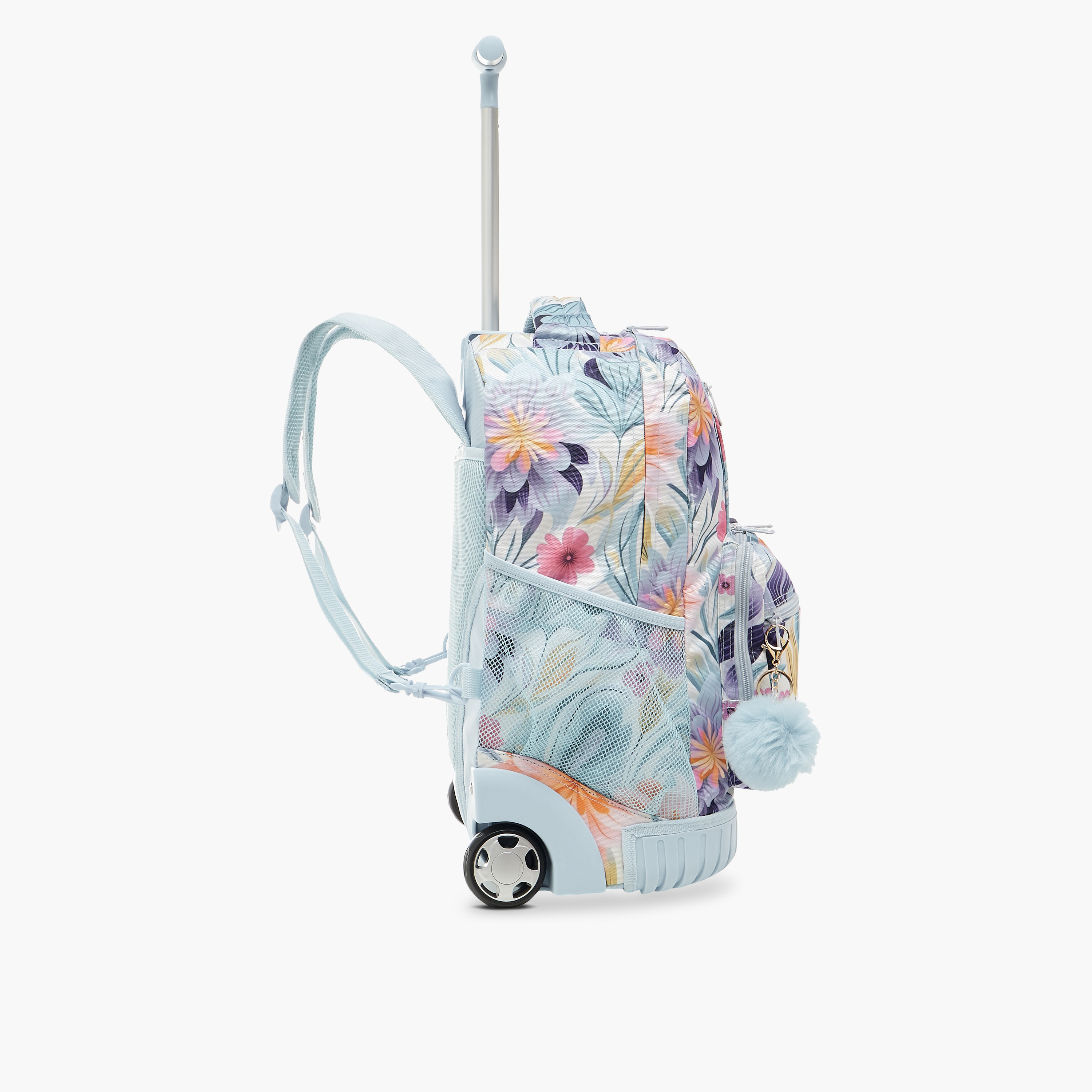 SAMI STUDIO Floral Print Trolley Backpack with Retractable Handle - 43x32x18 cms-school-bagsandbackpacks-trolleybags-image-7