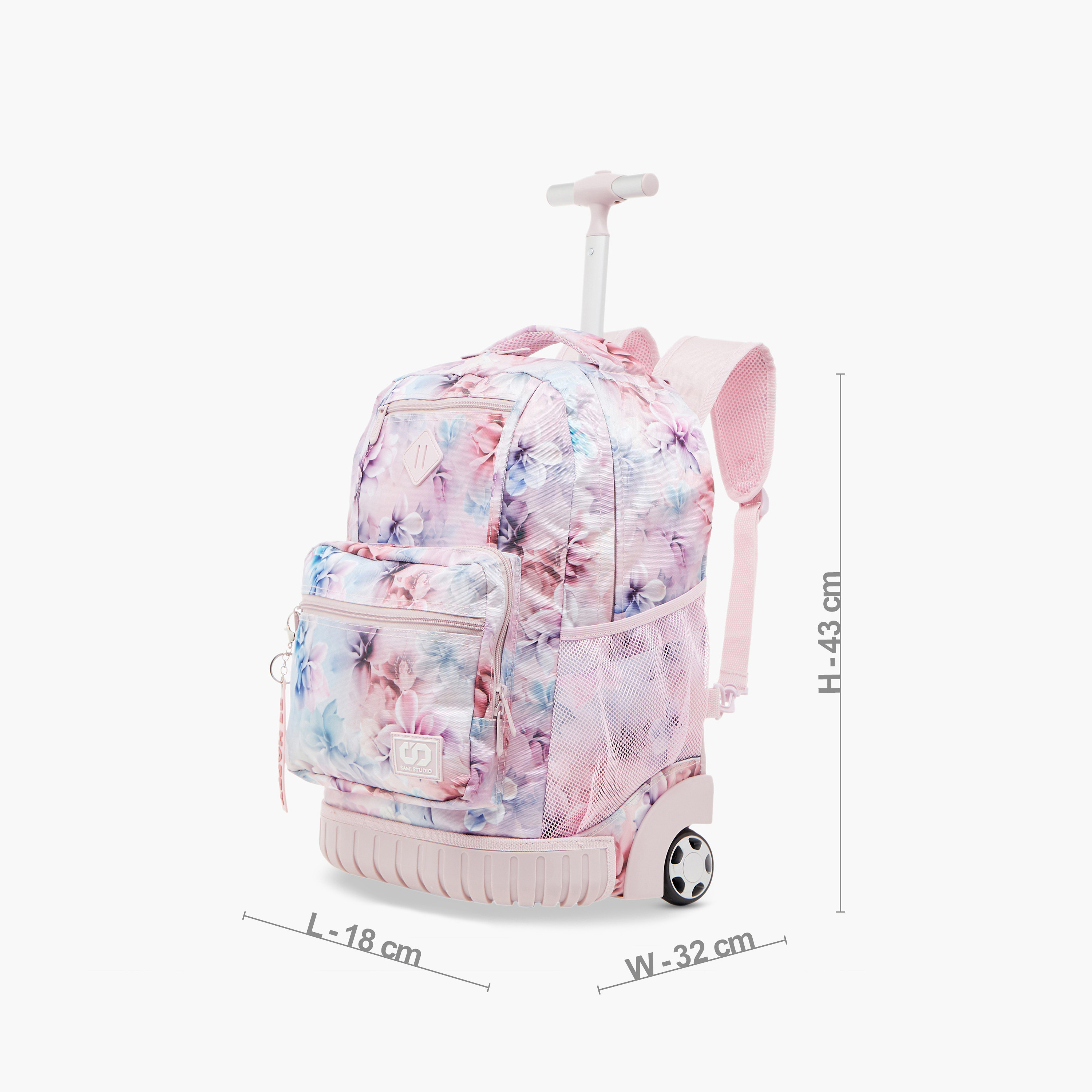 SAMI STUDIO Floral Print Softcase Trolley Bag with Retractable Handle-school-bagsandbackpacks-trolleybags-image-2