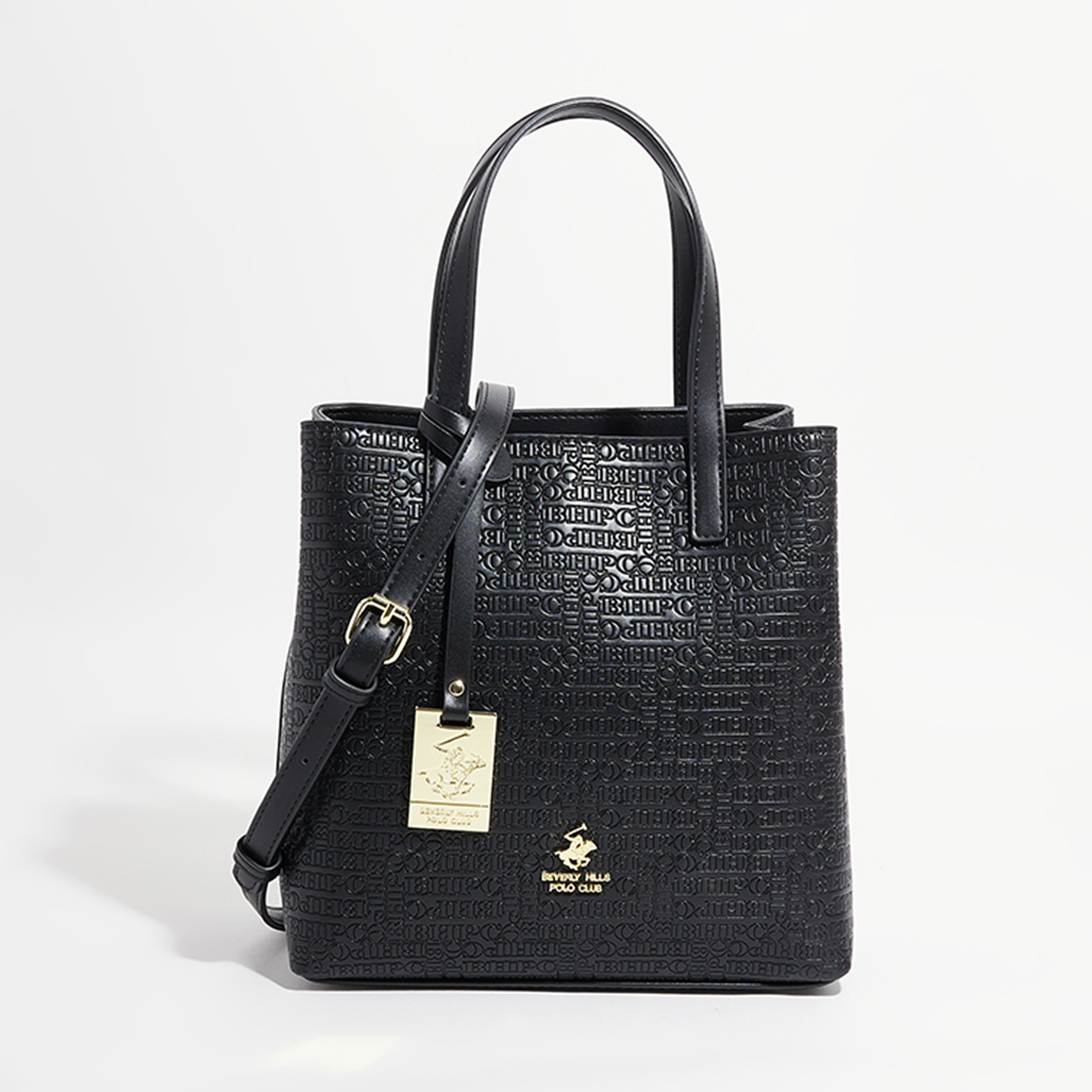 Beverly Hills Polo Club Textured Shoulder Bag with Magnetic Closure-women-bagsandwallets-handbags-image-1