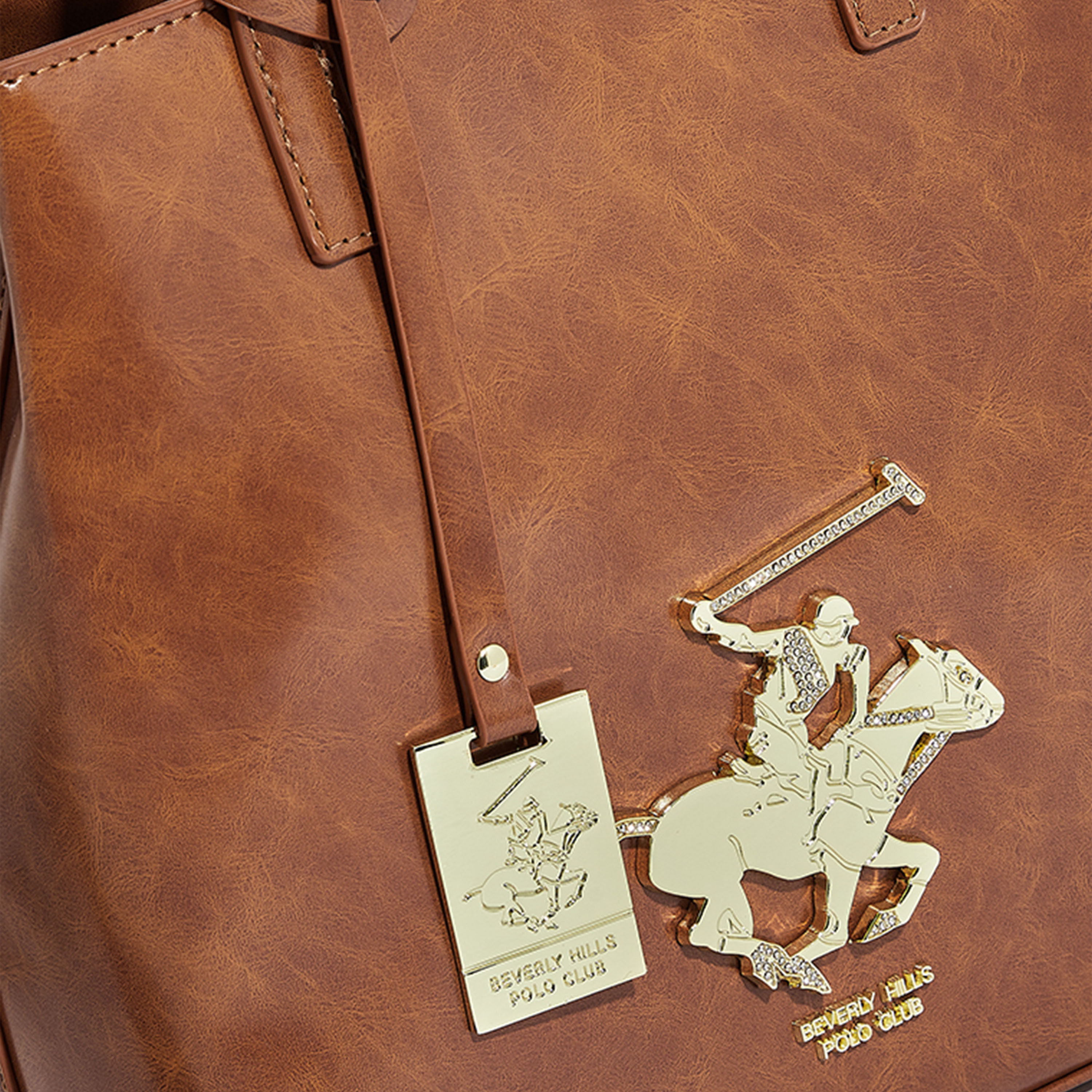 Beverly Hills Polo Club Textured Shoulder Bag with Magnetic Closure-women-bagsandwallets-handbags-image-7