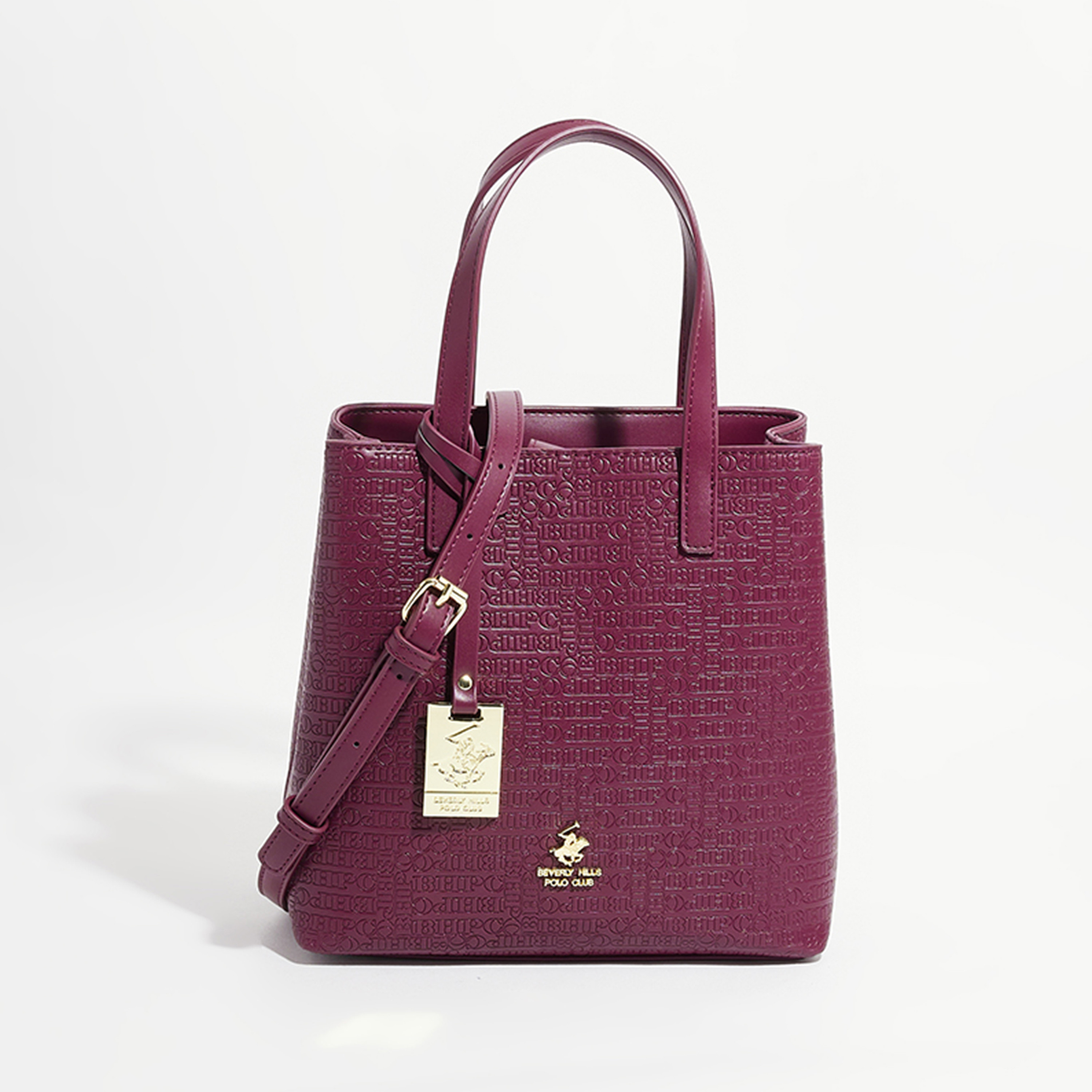 Beverly Hills Polo Club Textured Shoulder Bag with Magnetic Closure-women-bagsandwallets-handbags-image-9