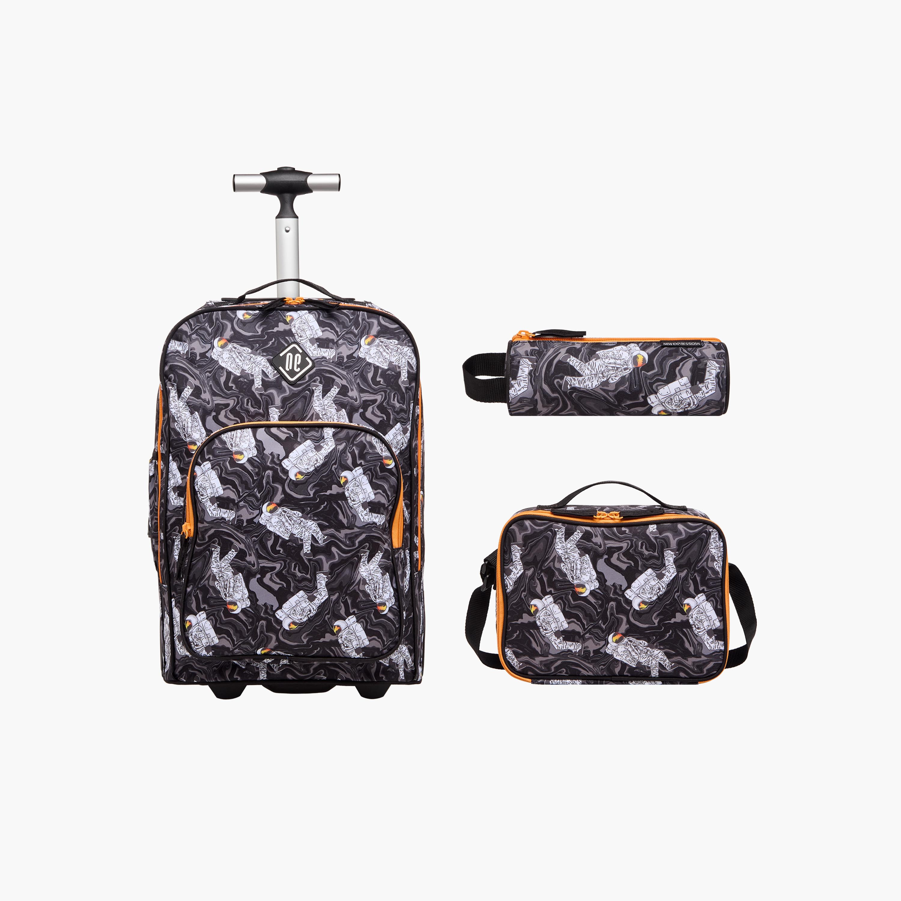Gamer Print Trolley Backpack with Lunch Bag and Pencil Pouch-school-bagsandbackpacks-sets-image-1
