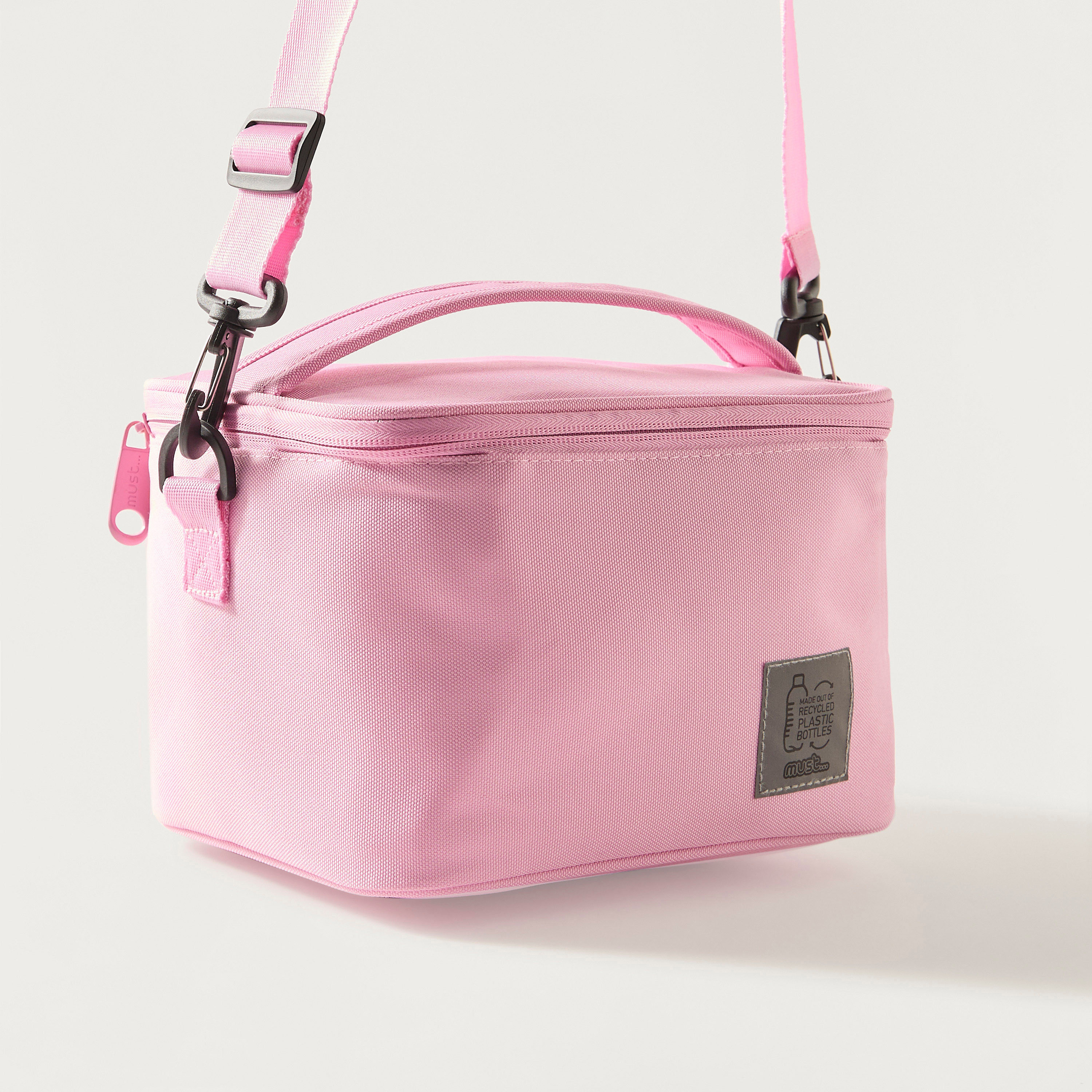 Must Solid Lunch Bag with Adjustable Strap and Zip Closure-school-lunchessentials-lunchbags-image-3