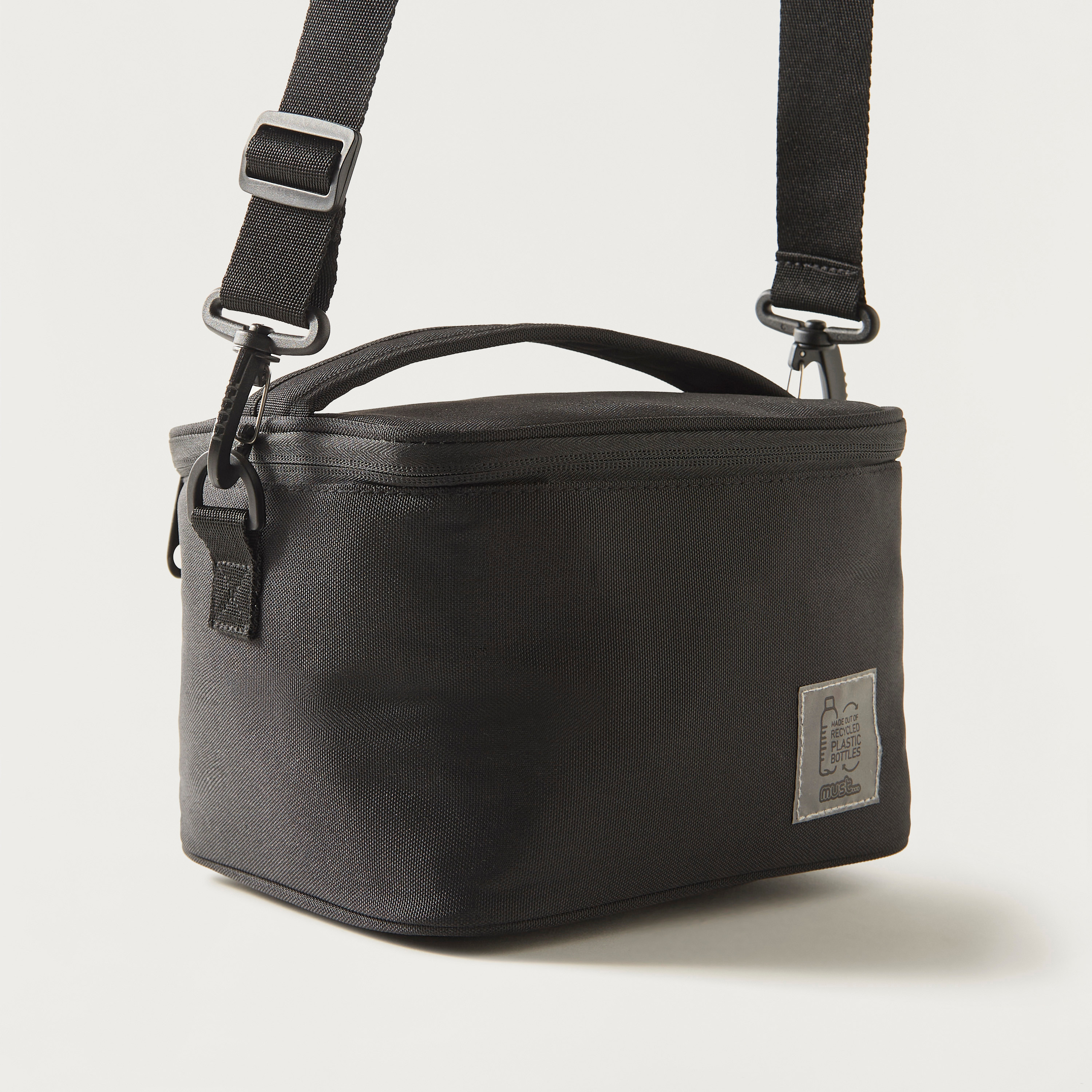 Must Solid Lunch Bag with Adjustable Strap and Zip Closure-school-lunchessentials-lunchbags-image-3