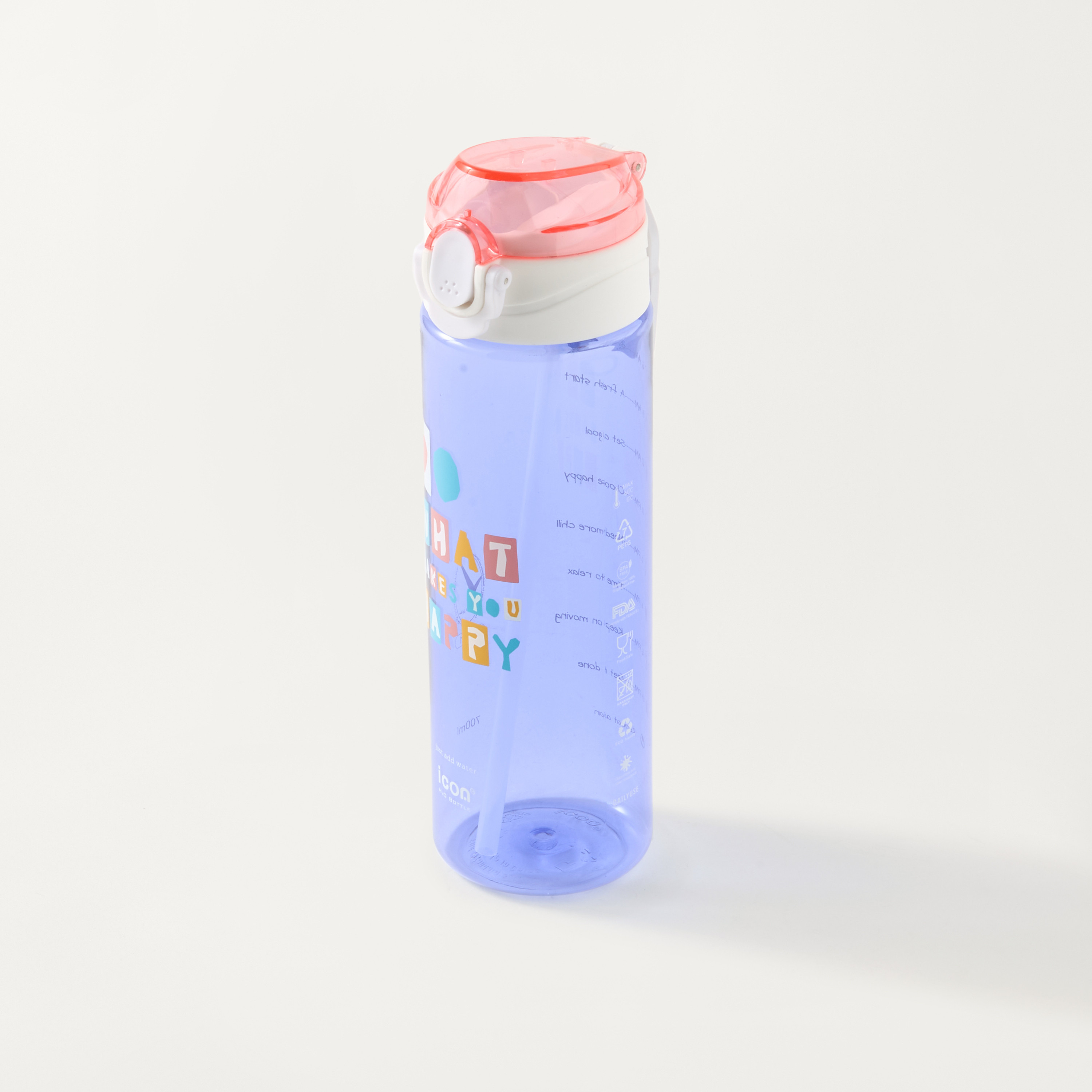Icon Slogan Print Sipper Water Bottle with Flip Lid Closure - 700 ml-school-waterbottles-image-2