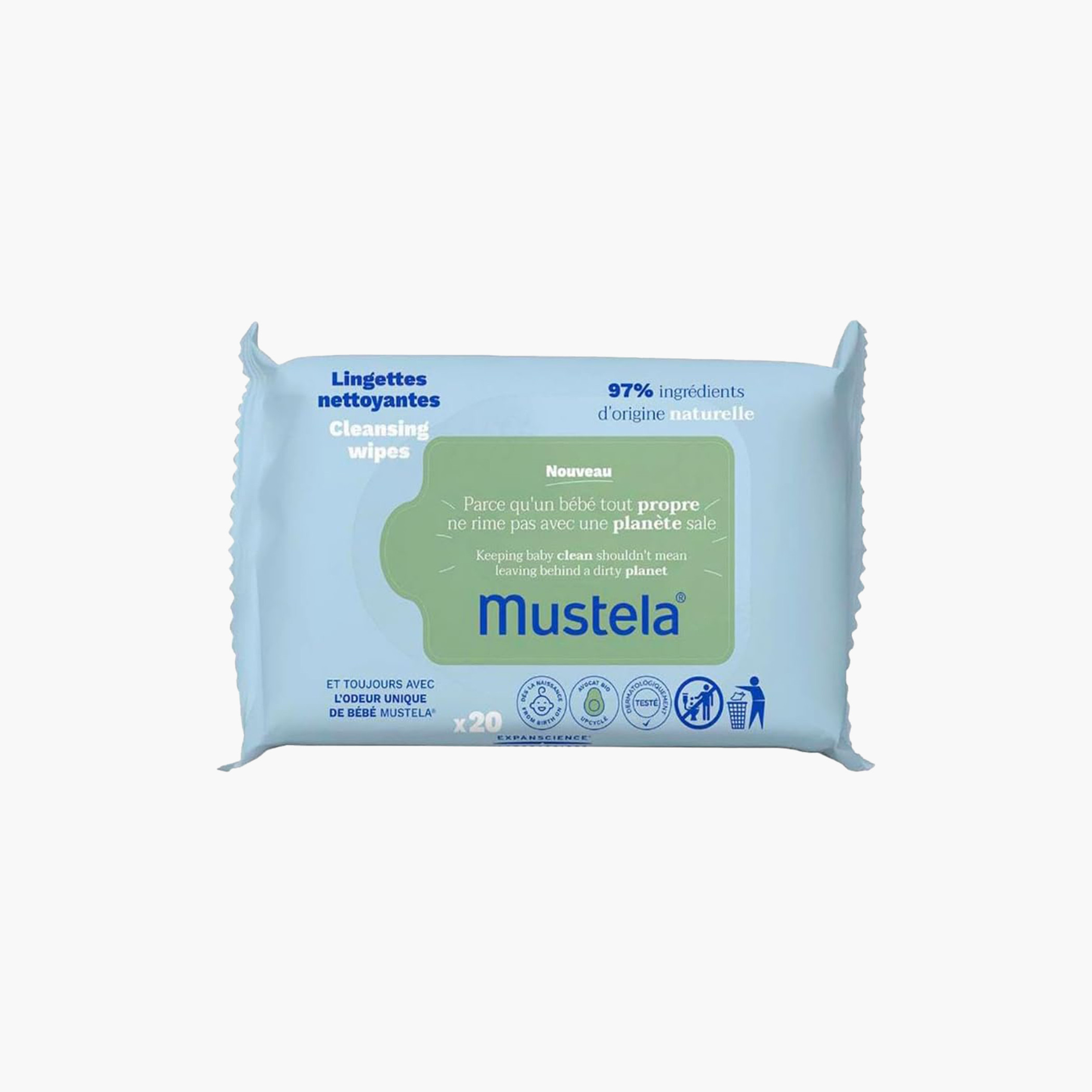 Mustela Cleansing Wipes - 20 Sheets-baby-bathandcare-wipes-image-1