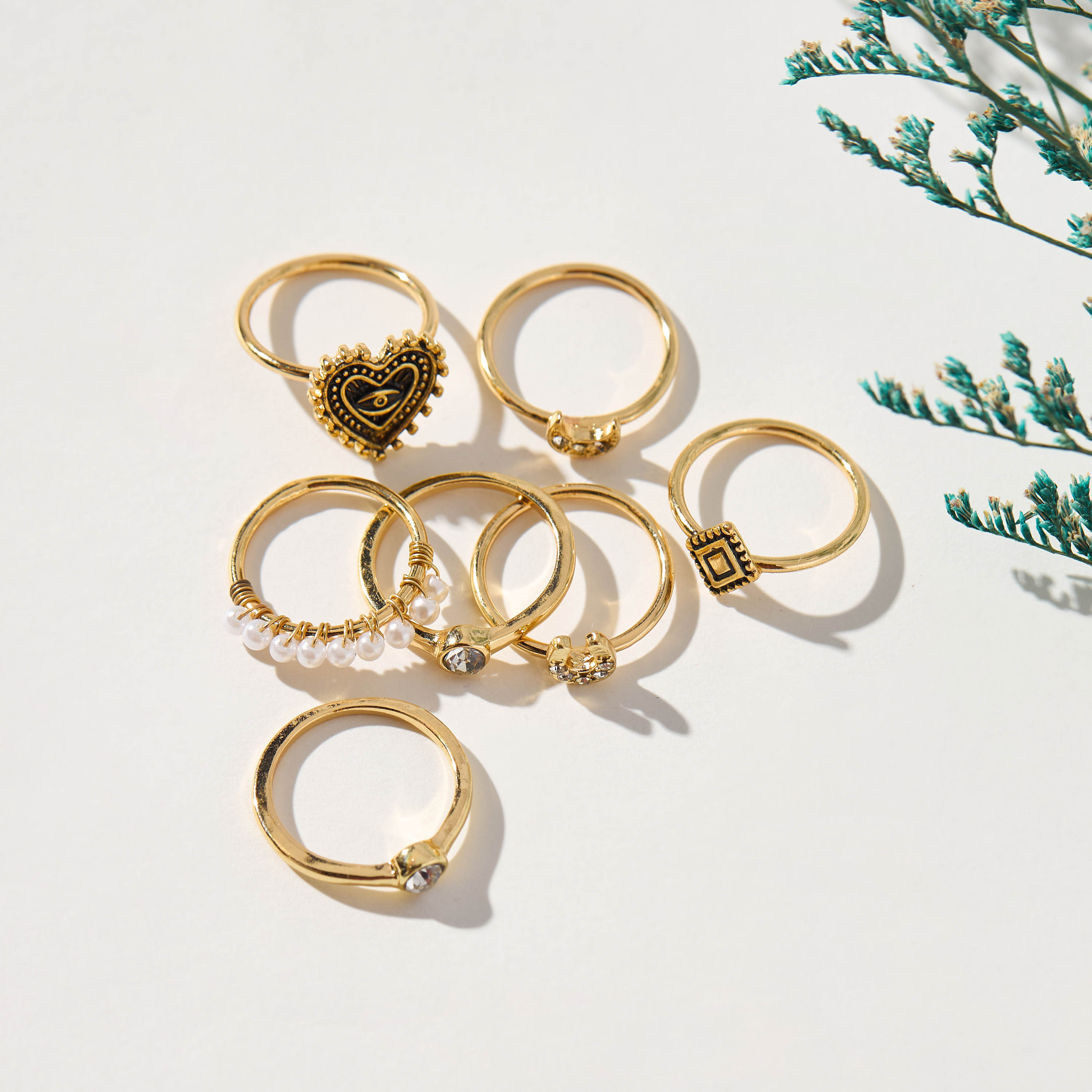 Embellished 7-Piece Ring Set - L-XL-women-watchesandjewellery-jewellery-rings-image-1