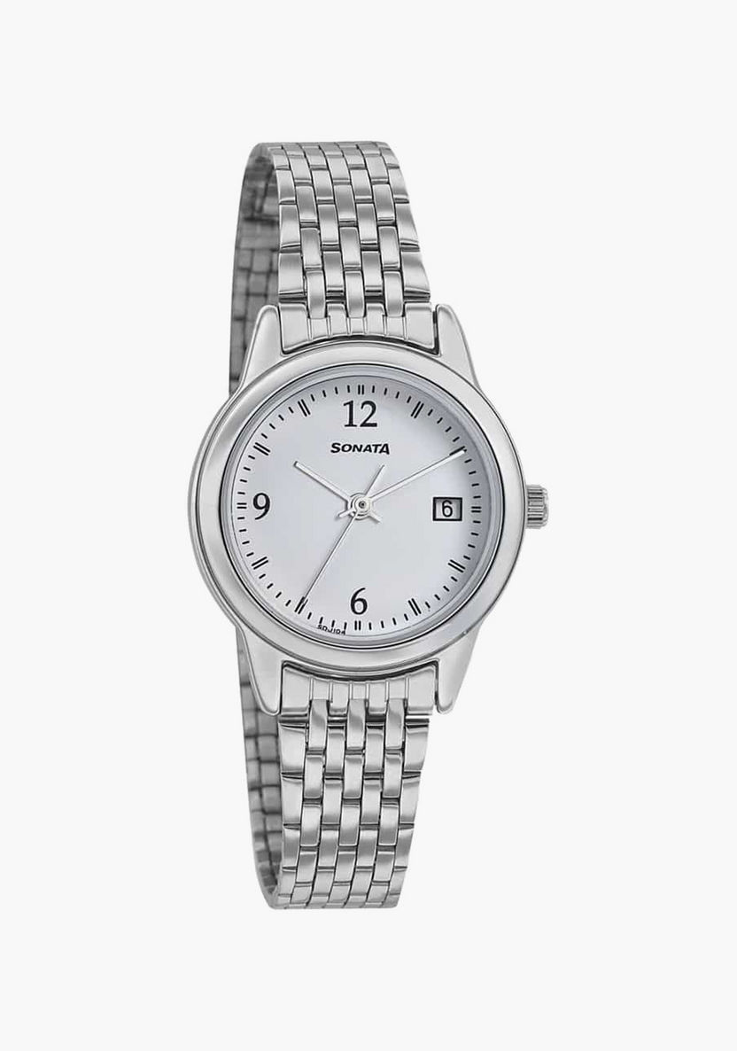 Shop Sonata Silver Analog Stainless Steel Strap Watch 8157SM02