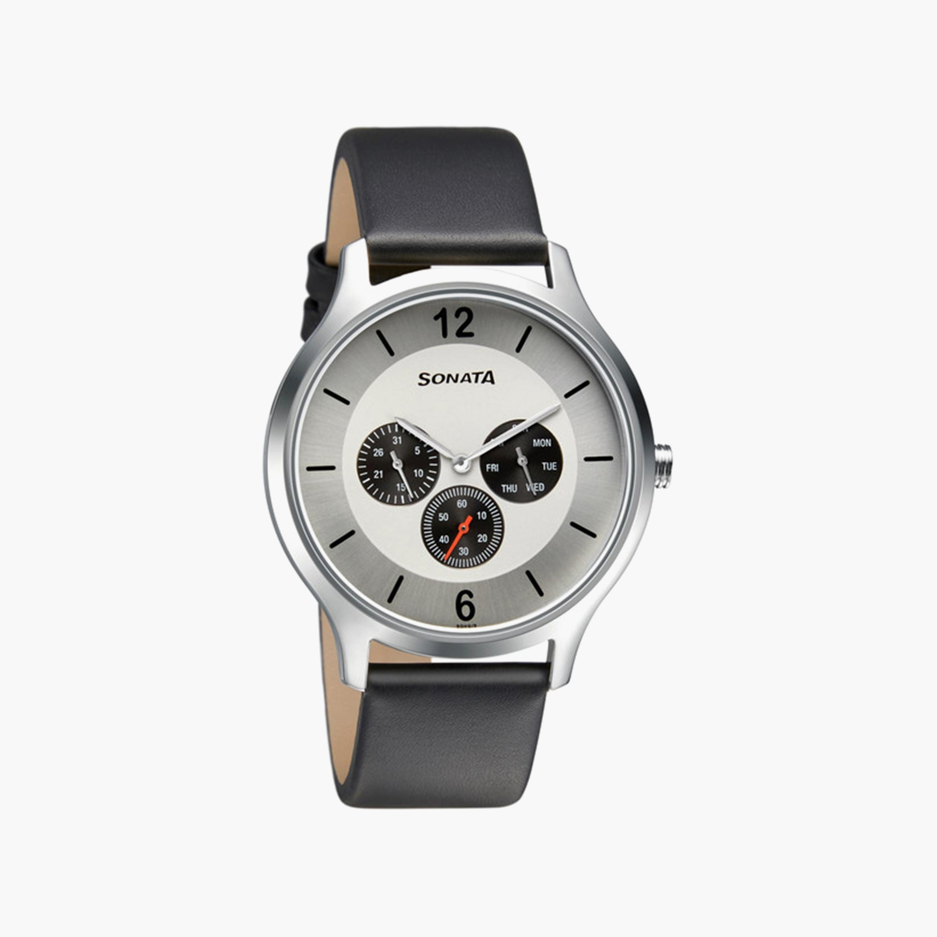 ساعة أنالوج بسوار جلدي اسود للرجال من سوناتا | 7140SL01-men-watchesandjewellery-watches-image-1