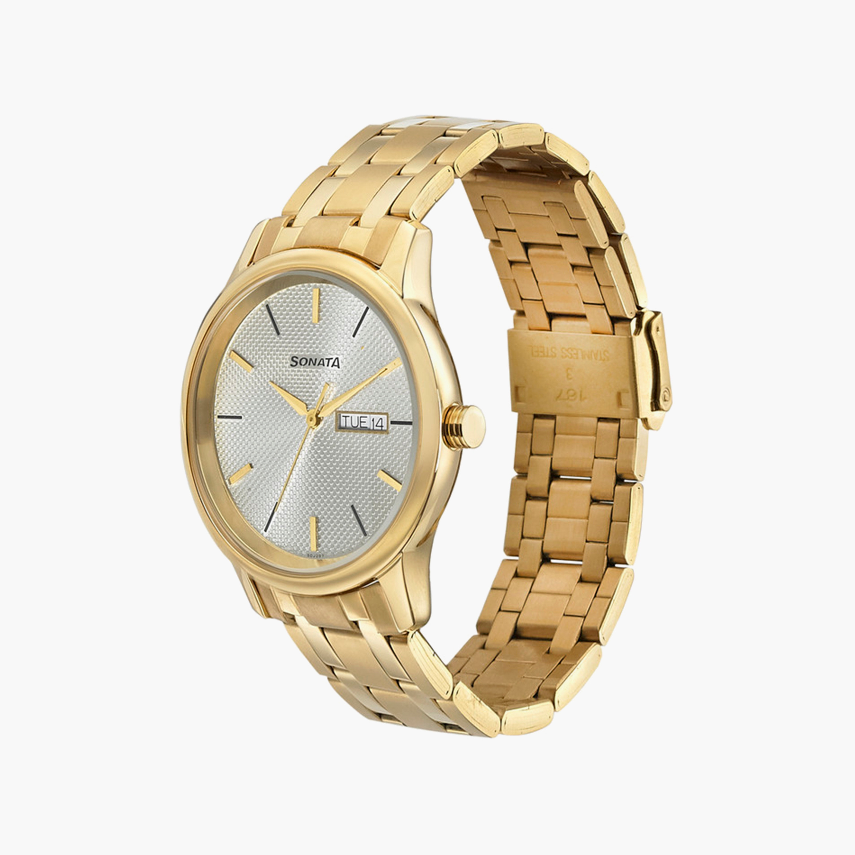 Sonata Men's Gold Analog Stainless Steel Strap Watch | 7134YM03 | 40 MM-men-watchesandjewellery-watches-image-2