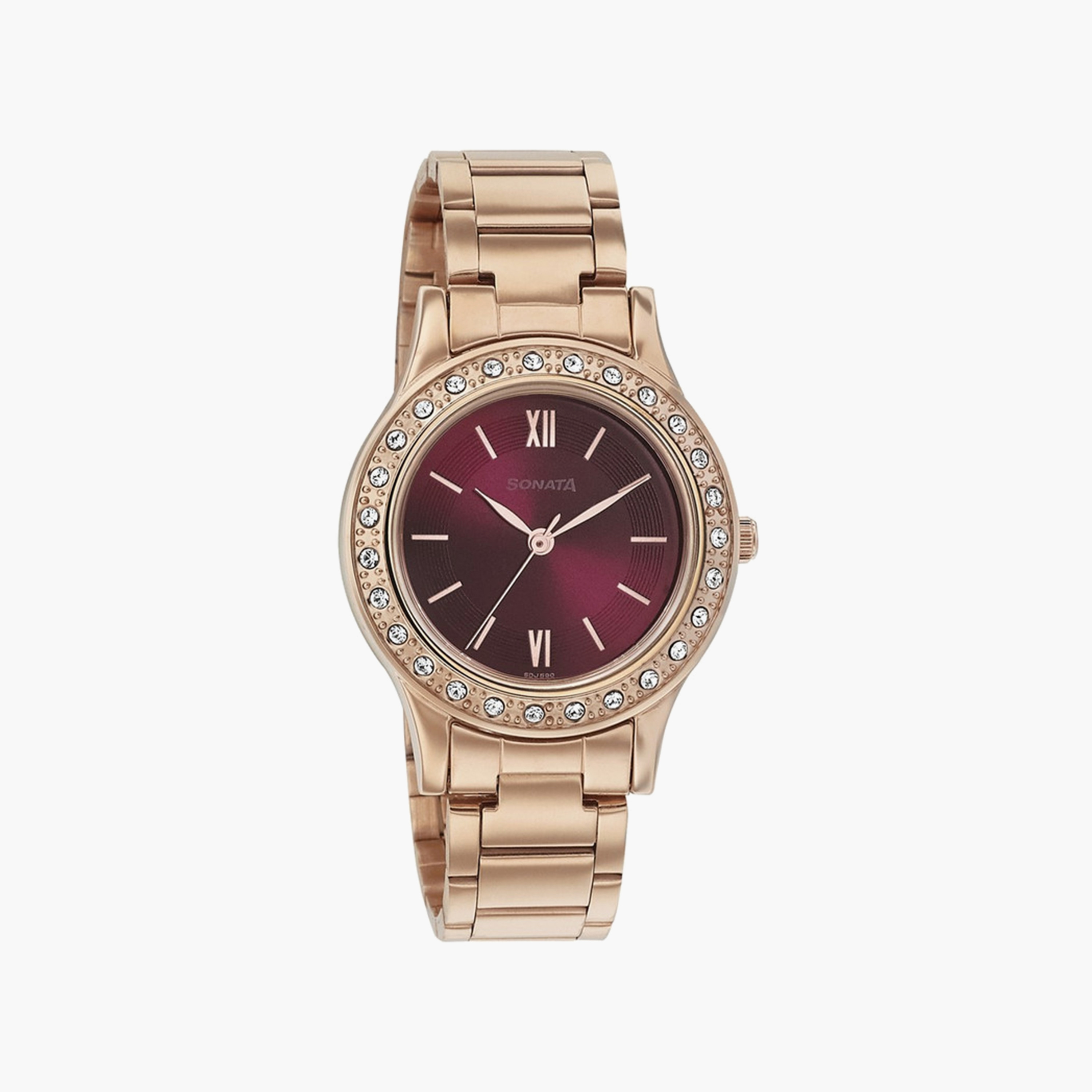 ساعة أنالوج ذهبية وردية بسوار ستانلس ستيل من سوناتا | 8123WM02-women-watchesandjewellery-watches-image-1