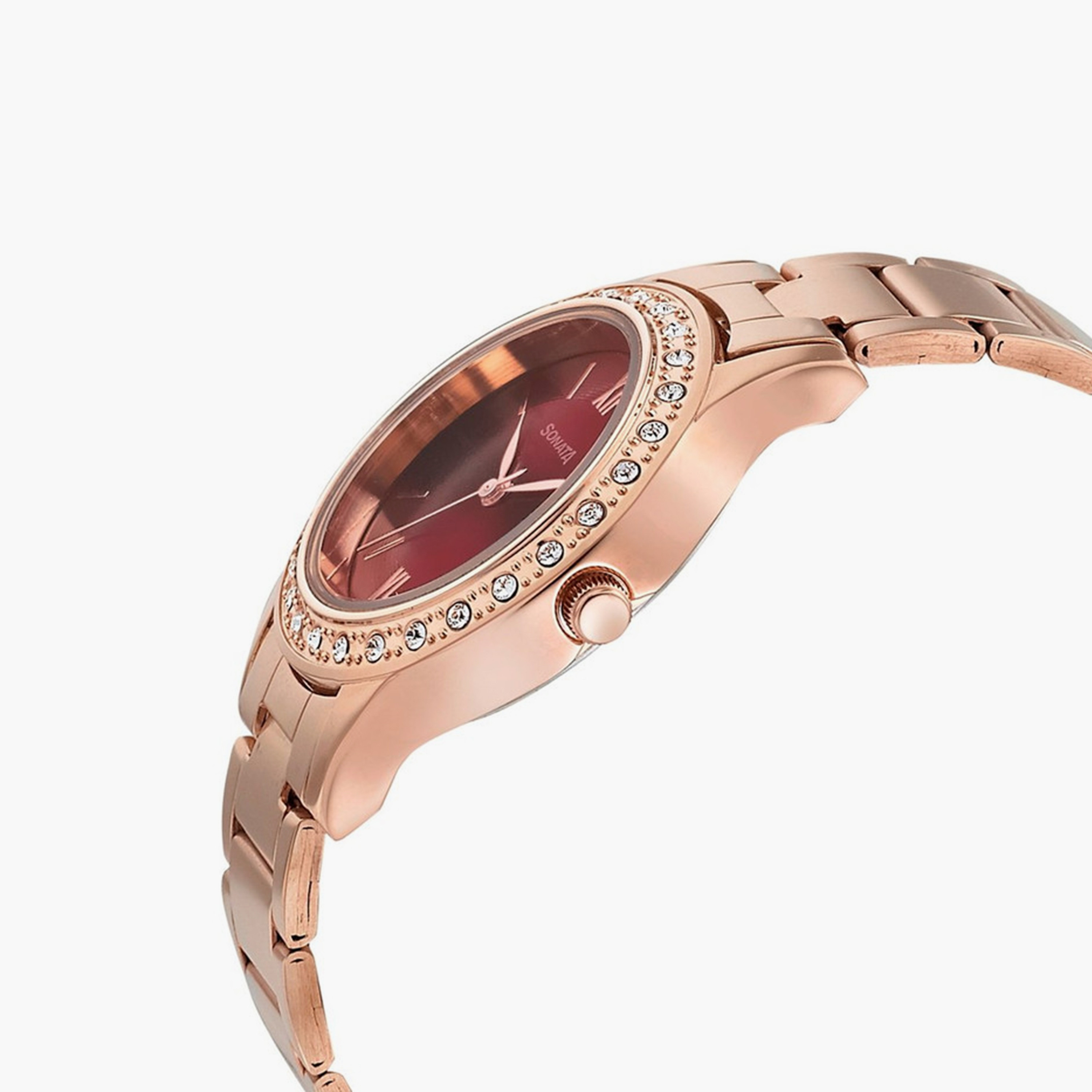 ساعة أنالوج ذهبية وردية بسوار ستانلس ستيل من سوناتا | 8123WM02-women-watchesandjewellery-watches-image-4