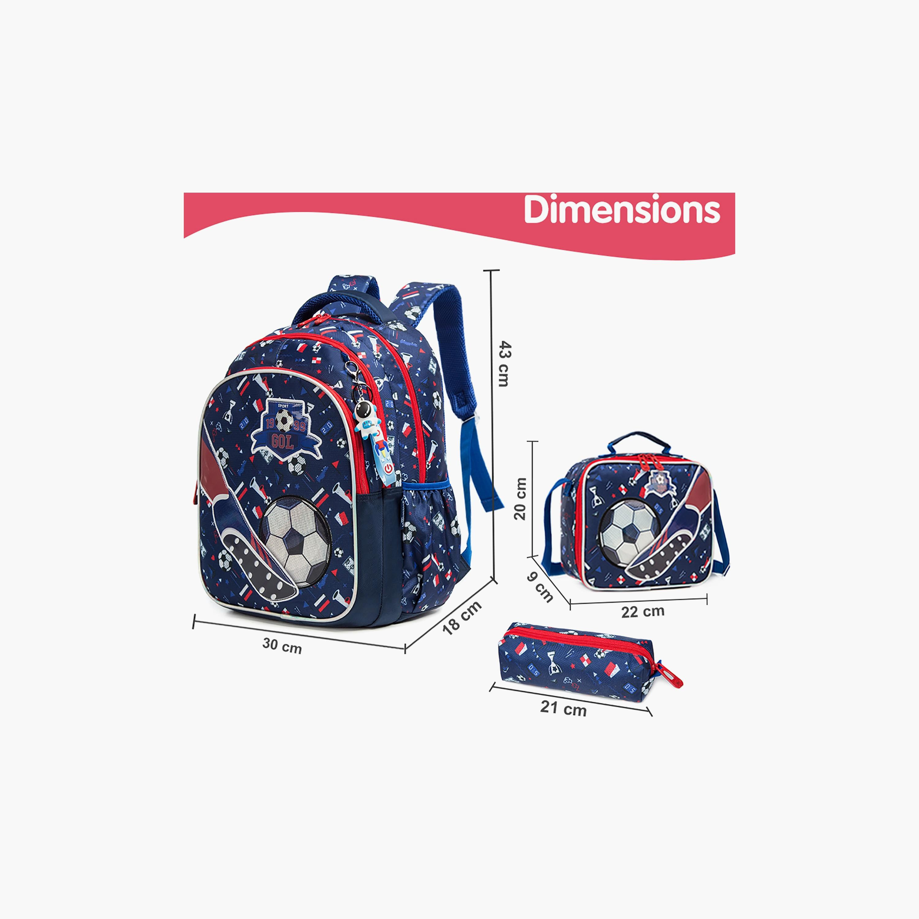 Eazy Kids 3-Piece 17Inch School Bag with Lunch Bag & Pencil Case, Football, Blue-school-bagsandbackpacks-sets-image-5