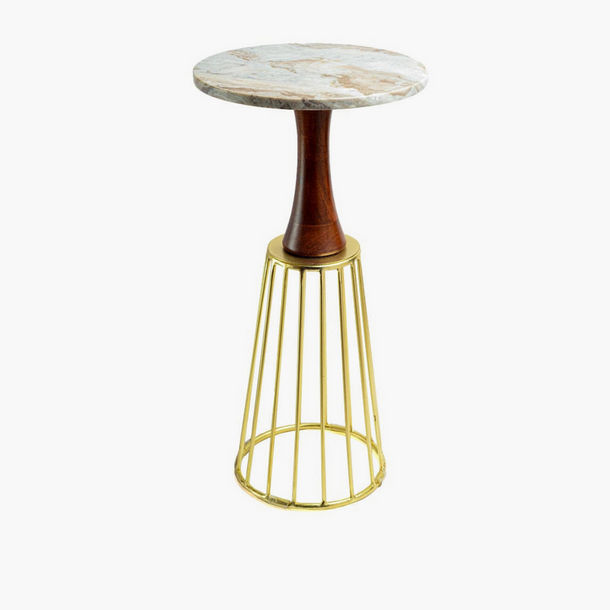 طاولة جانبية بسطح رخامي مستدير من هوم كارفينج - 30x55 سم-furniture-image-1