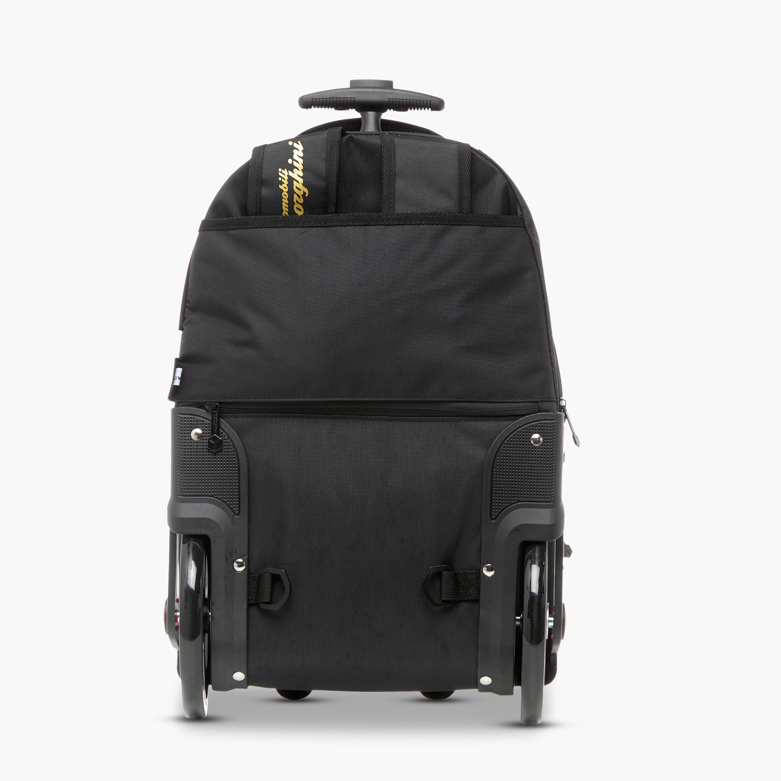 Lamborghini Logo Applique Trolley Backpack with Retractable Handle and Zip Closure - 18 inches-school-bagsandbackpacks-trolleybags-image-5