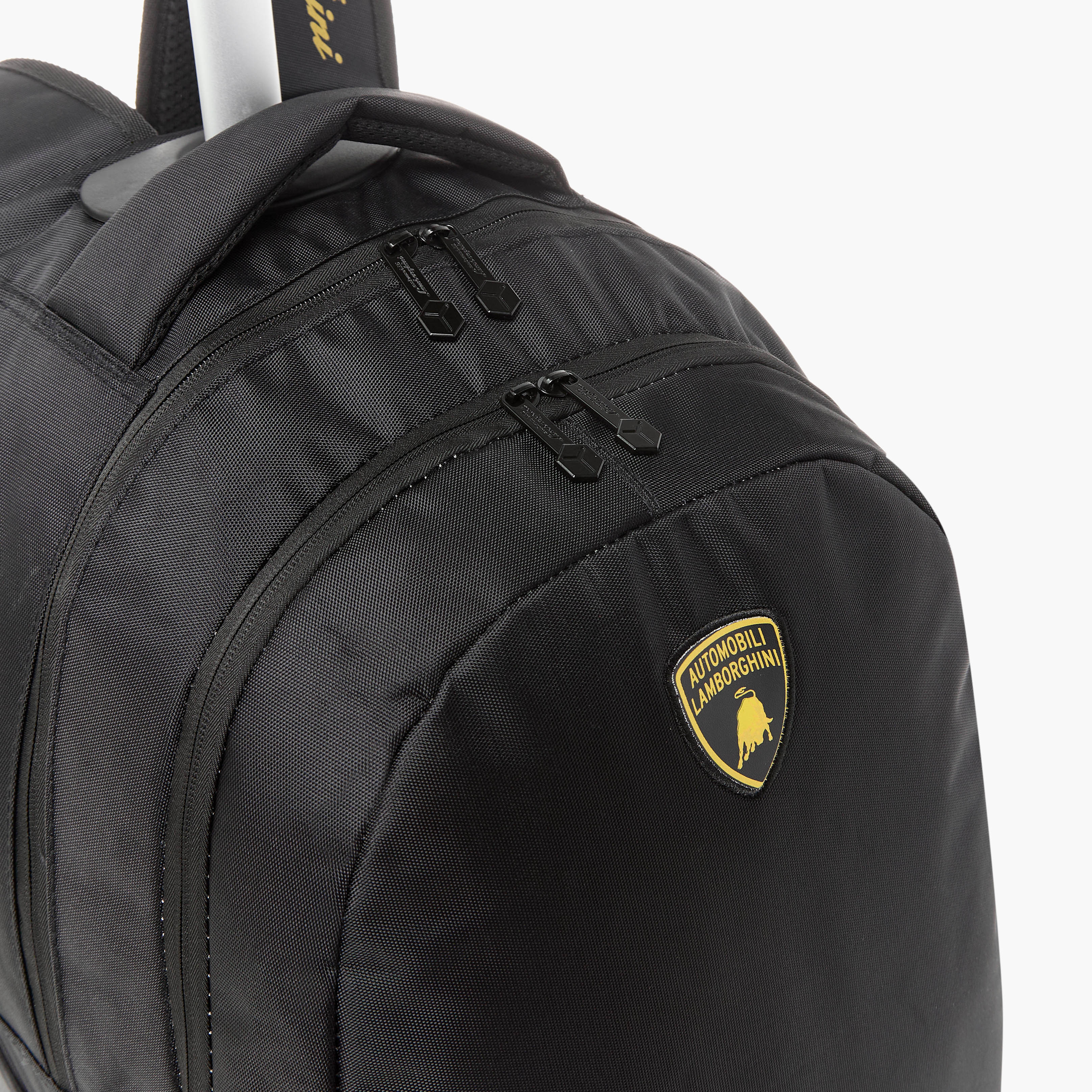 Lamborghini Logo Applique Trolley Backpack with Retractable Handle and Zip Closure - 18 inches-school-bagsandbackpacks-trolleybags-image-8