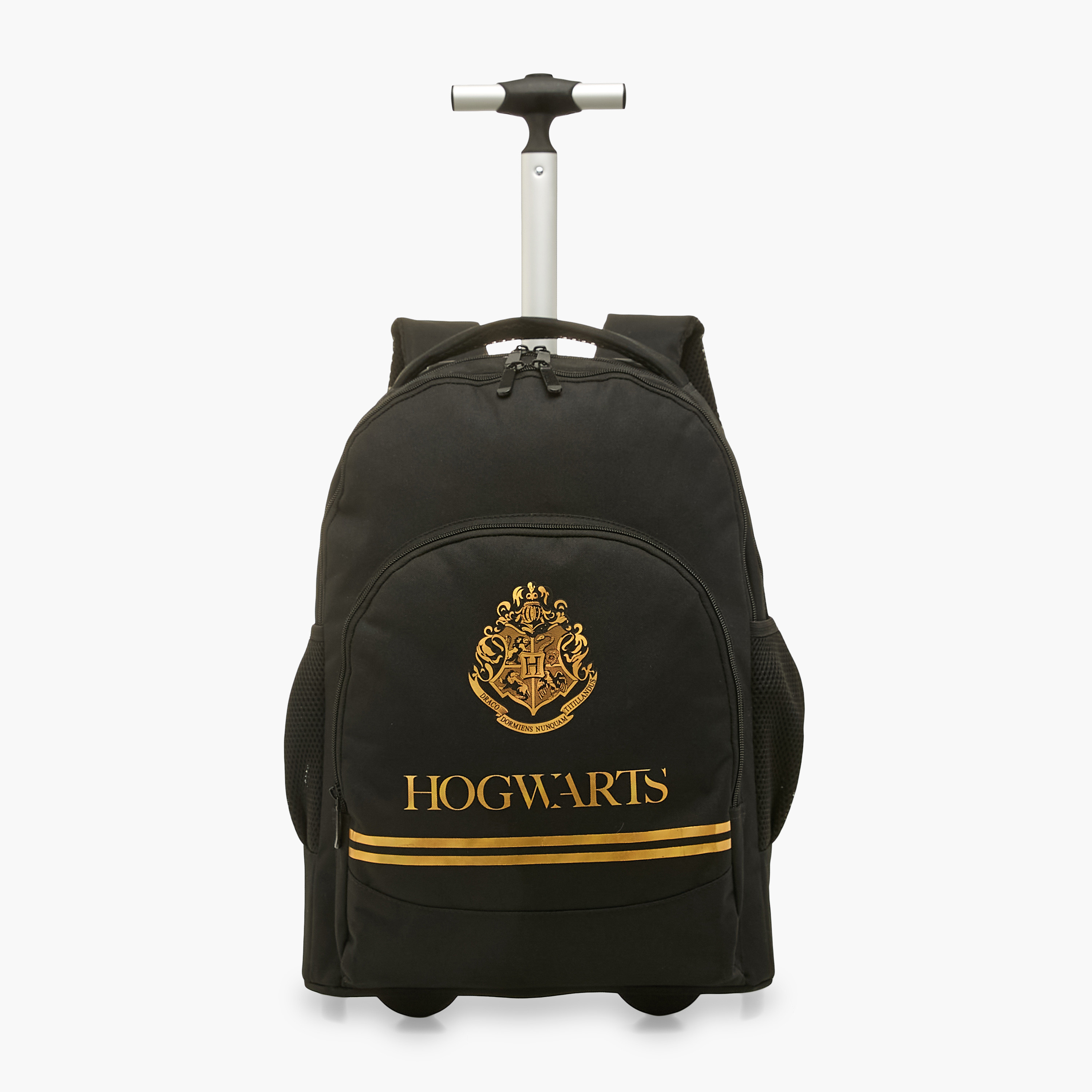 Hogwarts Print Trolley Backpack with Retractable Handle - 20 inch-school-bagsandbackpacks-trolleybags-image-1