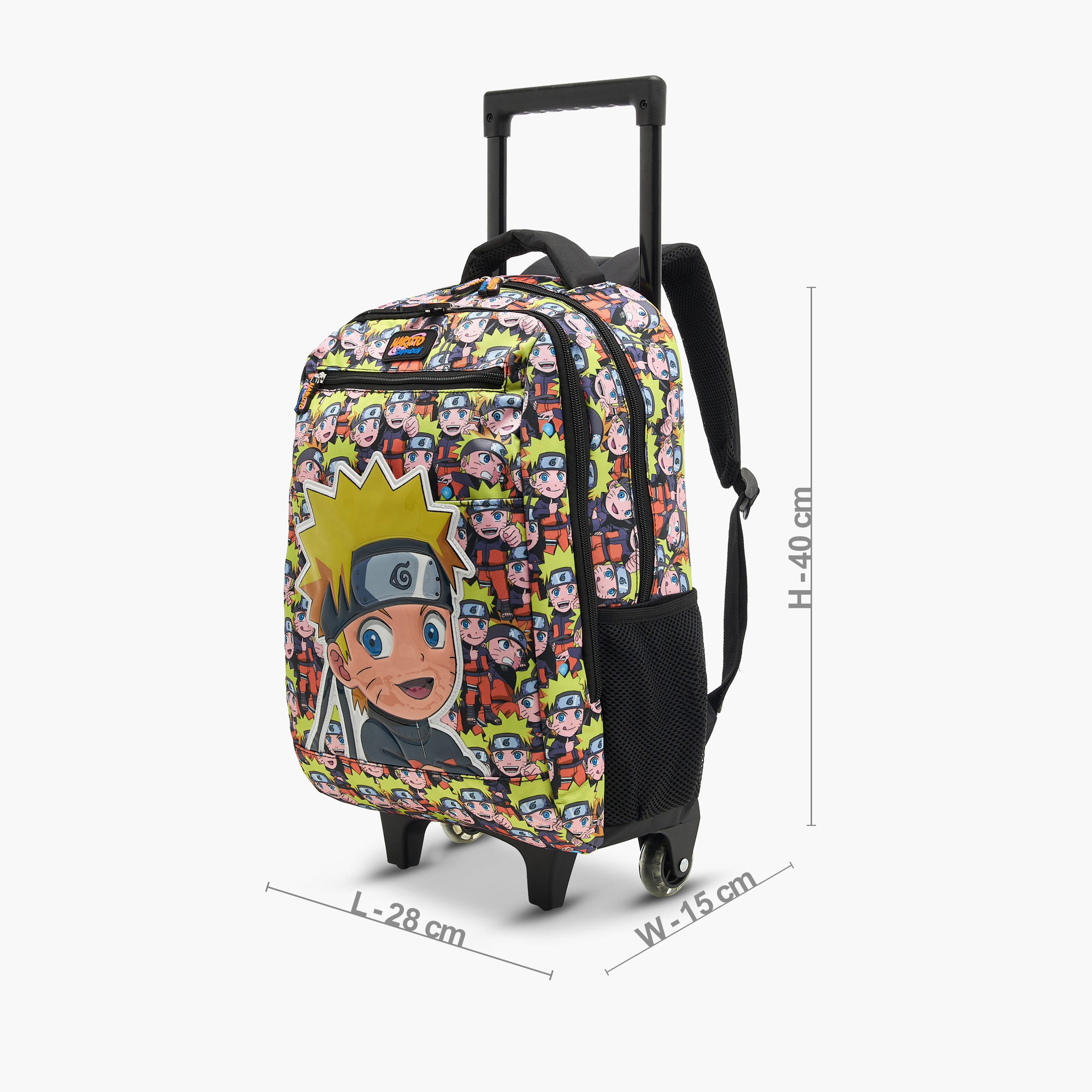 TV Tokyo Naruto Print Trolley Backpack with Retractable Handle and Wheels - 16 inches-school-bagsandbackpacks-trolleybags-image-2