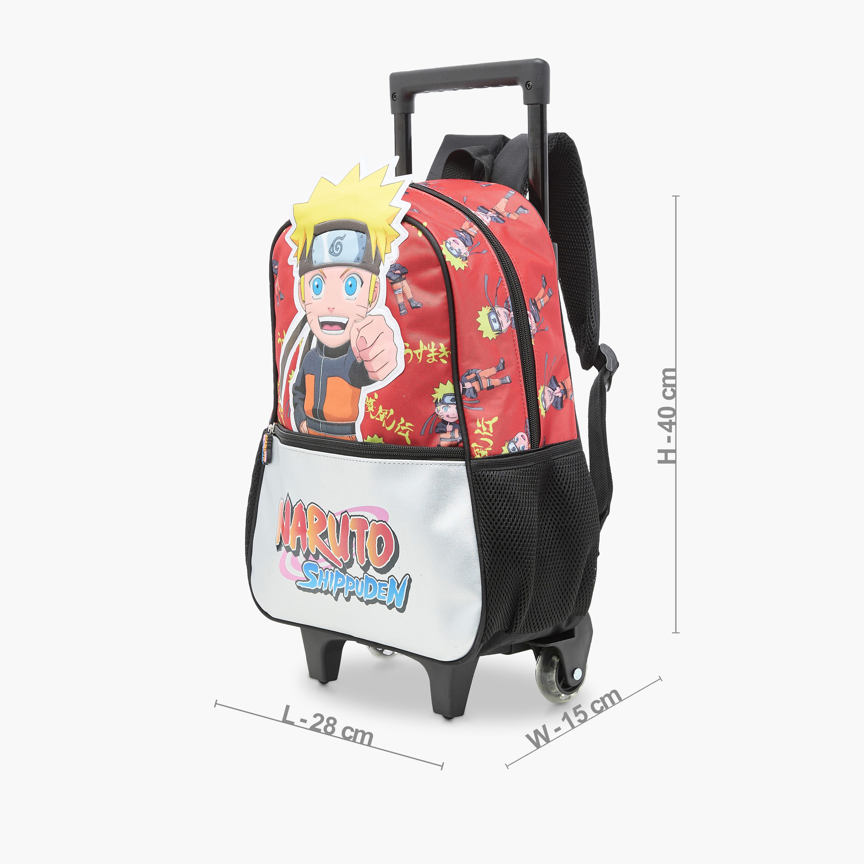 TV Tokyo Naruto Print Trolley Backpack with Retractable Handle - 14 inches-school-bagsandbackpacks-trolleybags-image-2