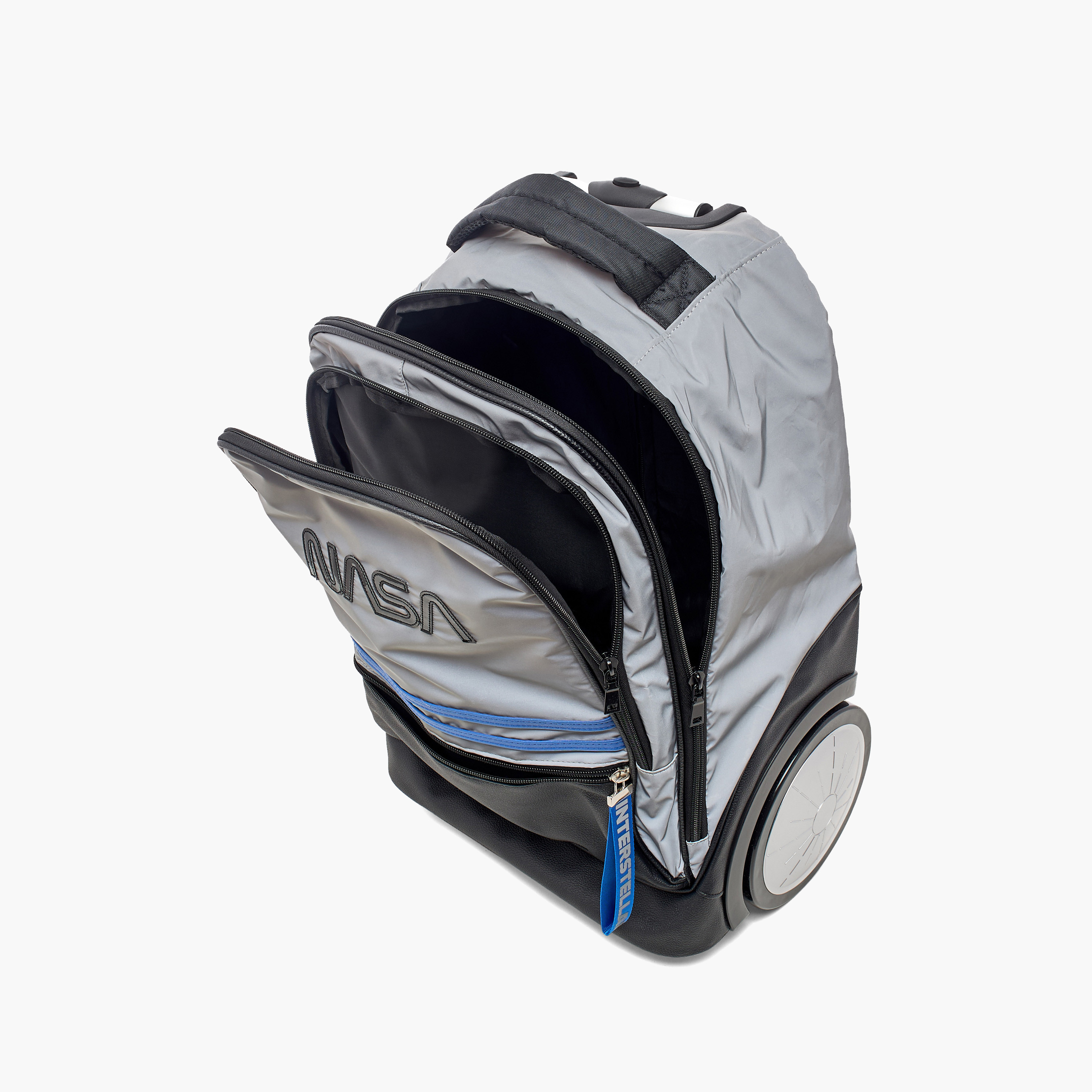NASA Logo Print Big Wheel Trolley Backpack with Retractable Handle - 20 inches-school-bagsandbackpacks-trolleybags-image-11