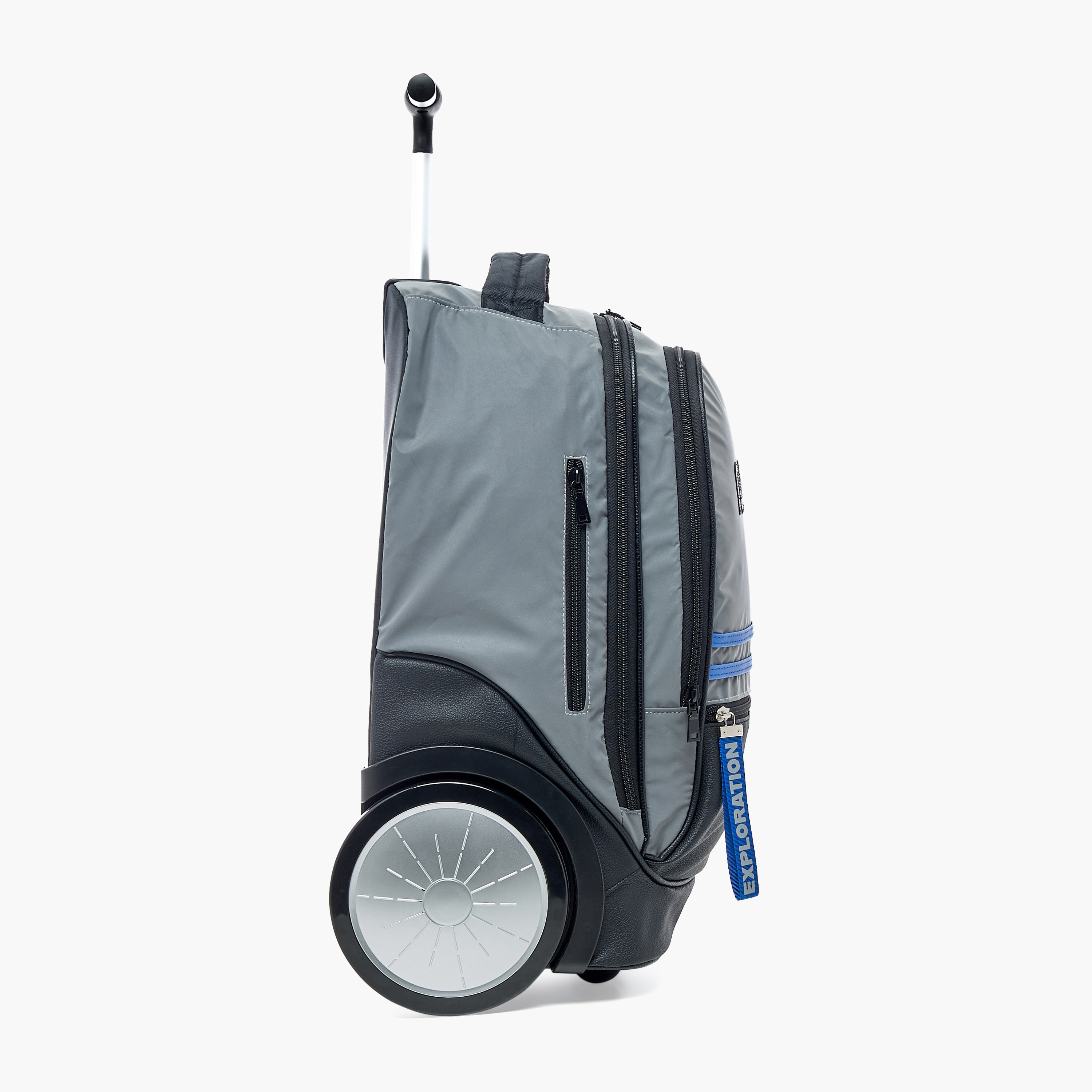 NASA Logo Print Big Wheel Trolley Backpack with Retractable Handle - 20 inches-school-bagsandbackpacks-trolleybags-image-3