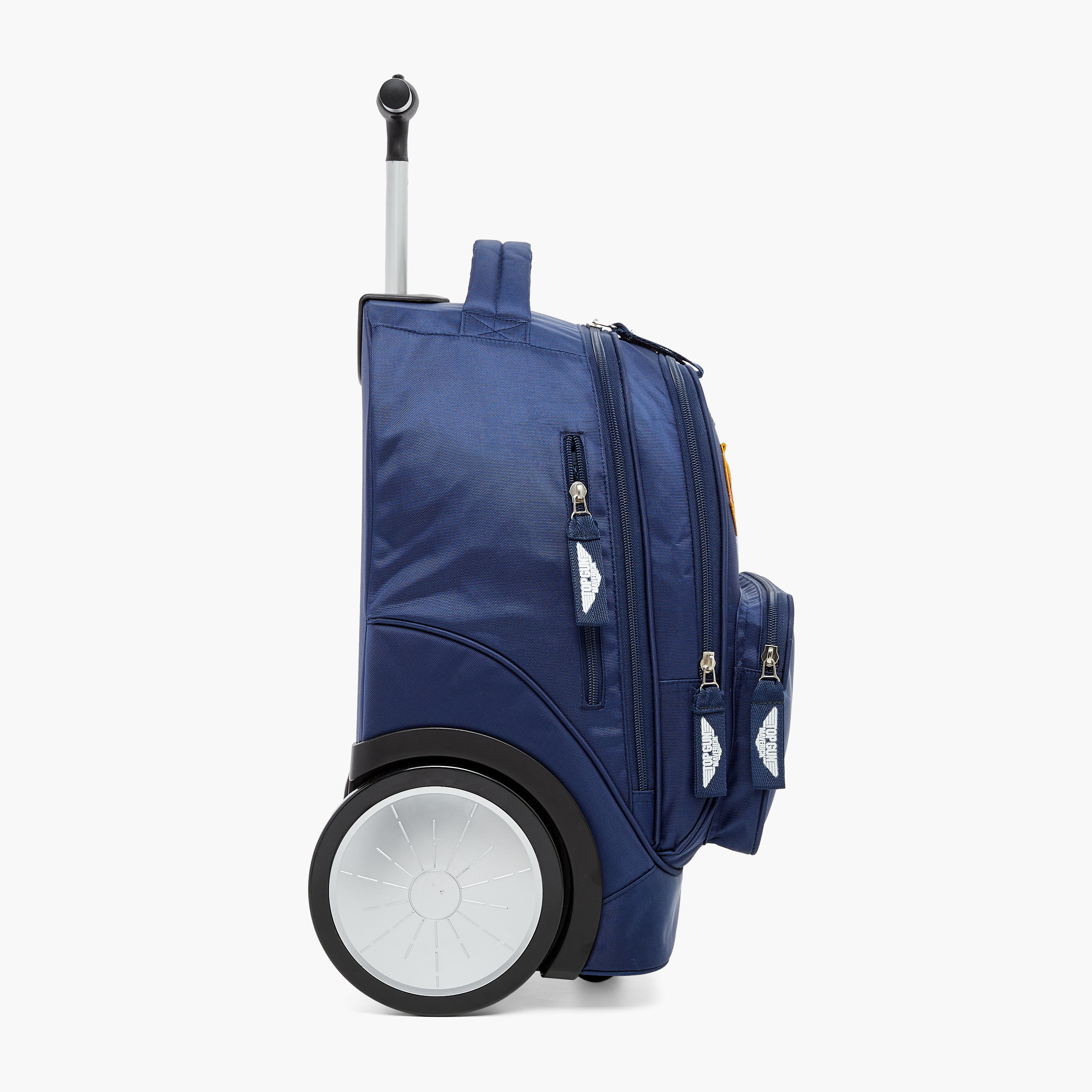 Paramount Patch Detail Trolley Bag with Retractable Handle and Zip Closure - 20 inches-school-bagsandbackpacks-trolleybags-image-5