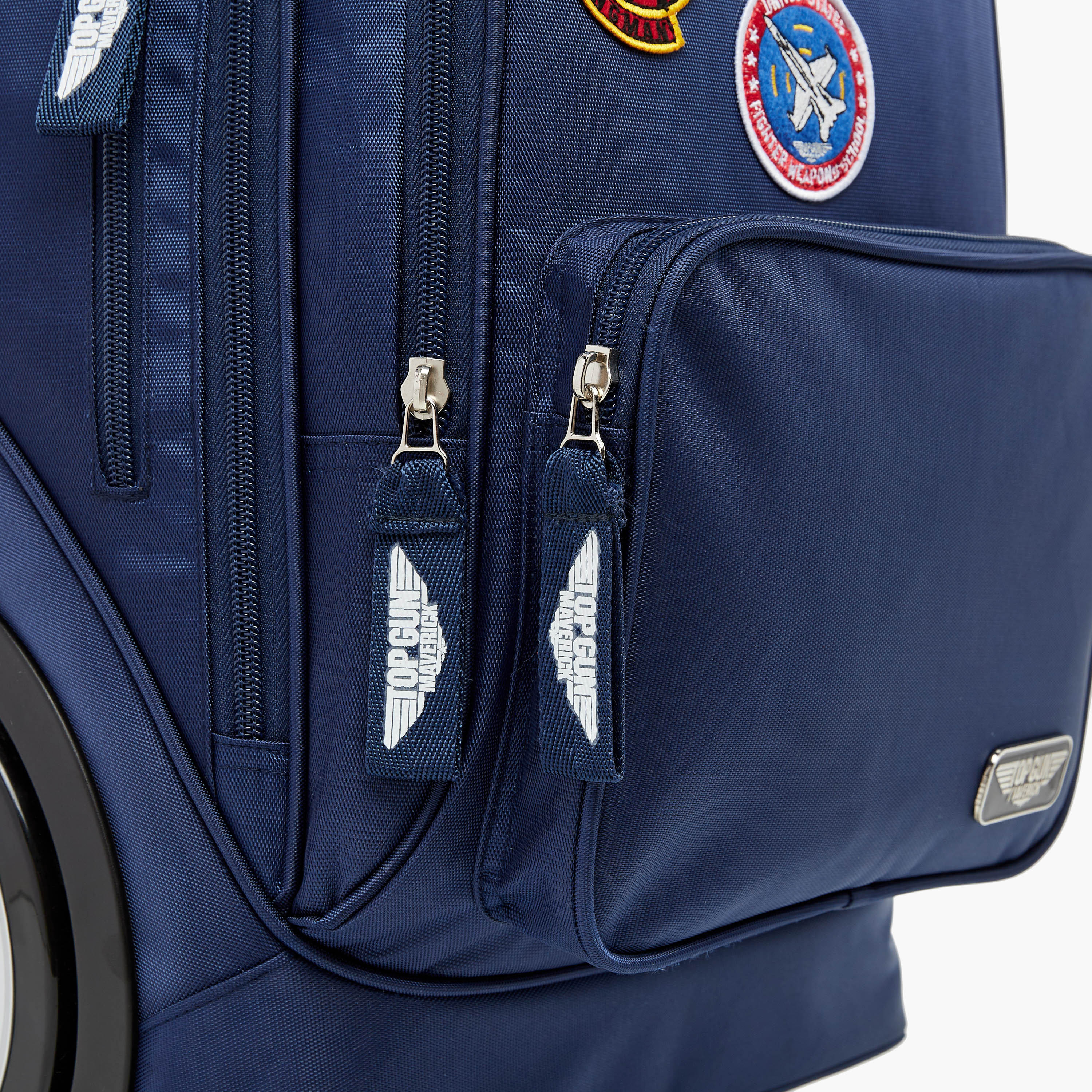 Paramount Patch Detail Trolley Bag with Retractable Handle and Zip Closure - 20 inches-school-bagsandbackpacks-trolleybags-image-8
