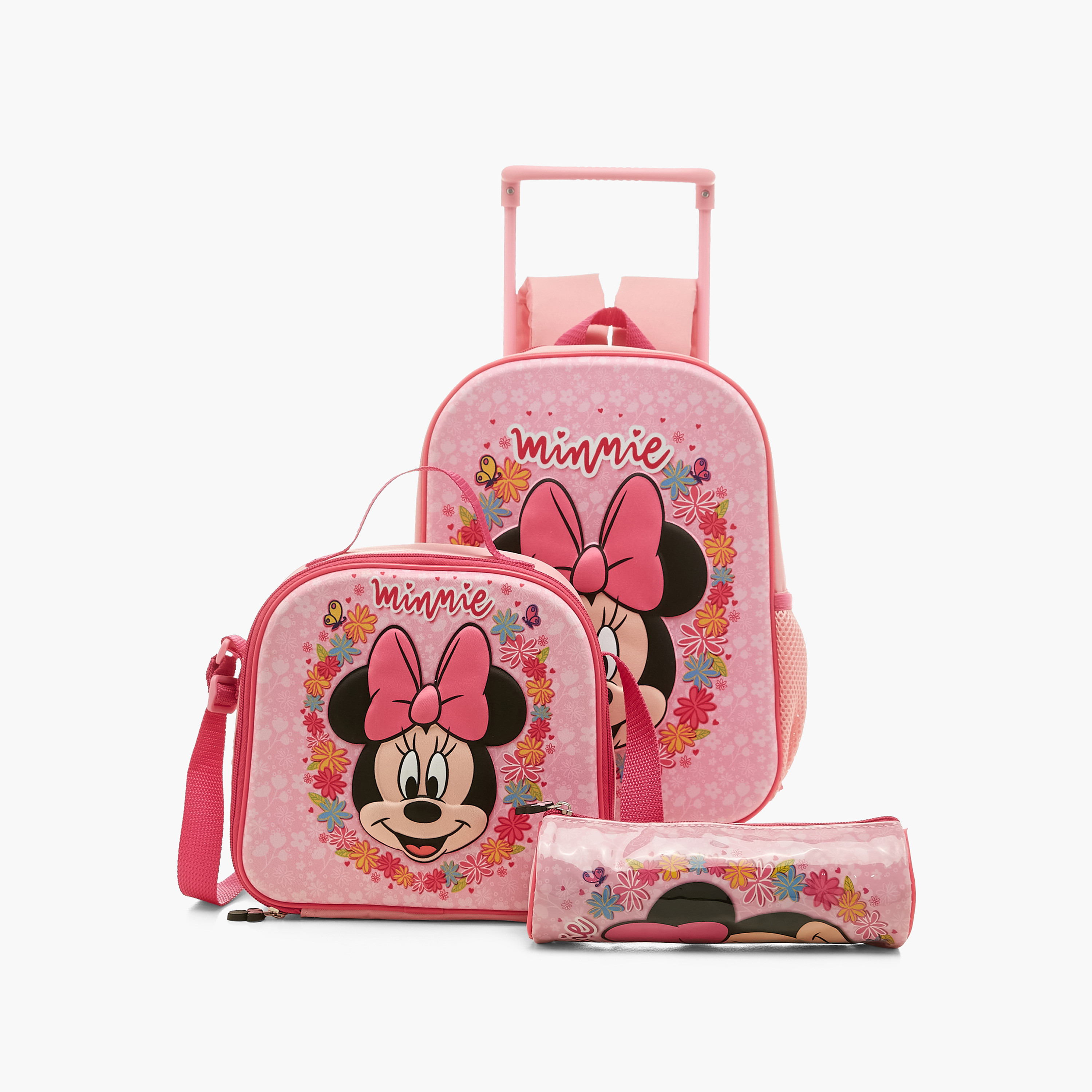 شنطة ظهر ترولي مقاس 13 بوصة بطبعات ميني ماوس مع شنطة غداء ومقلمة-school-bagsandbackpacks-trolleybags-image-1