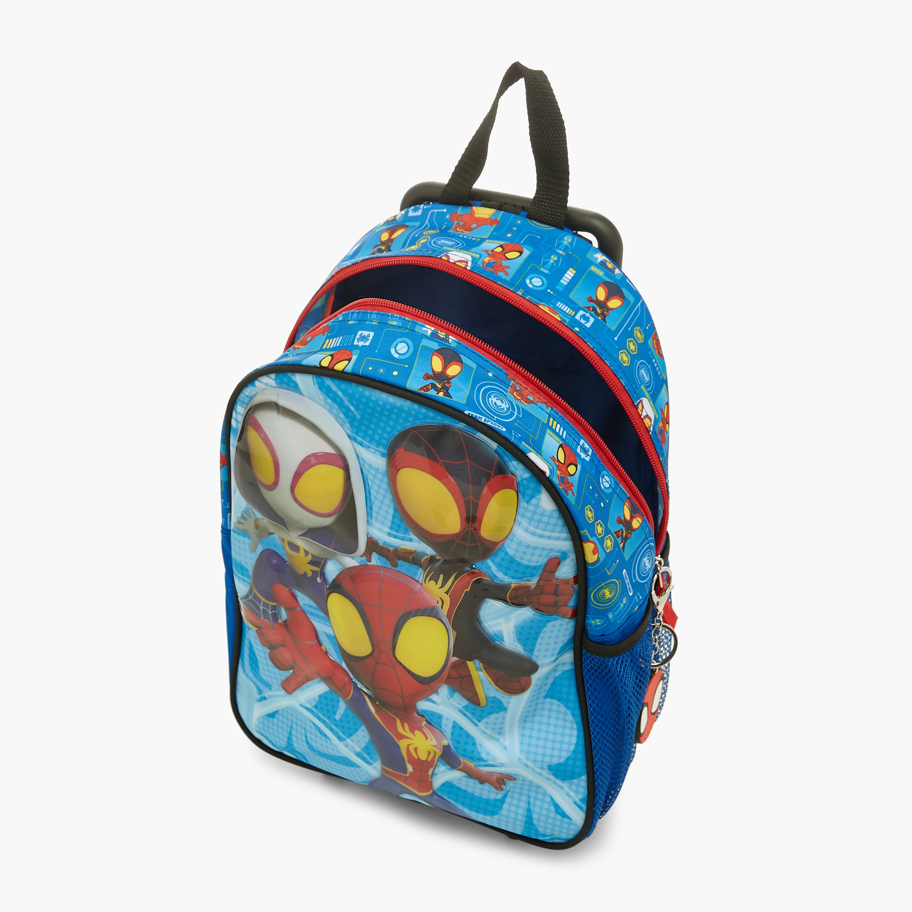 شنطة ظهر ترولي مقاس 13 بوصة بطبعات سبايدرمان مع شنطة غداء ومقلمة-school-bagsandbackpacks-trolleybags-image-10