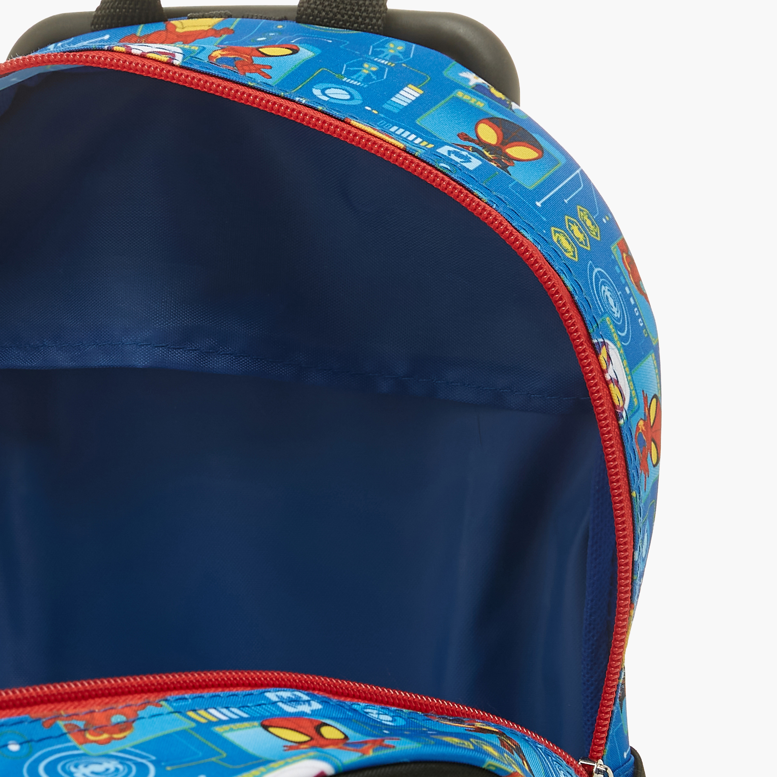 شنطة ظهر ترولي مقاس 13 بوصة بطبعات سبايدرمان مع شنطة غداء ومقلمة-school-bagsandbackpacks-trolleybags-image-11