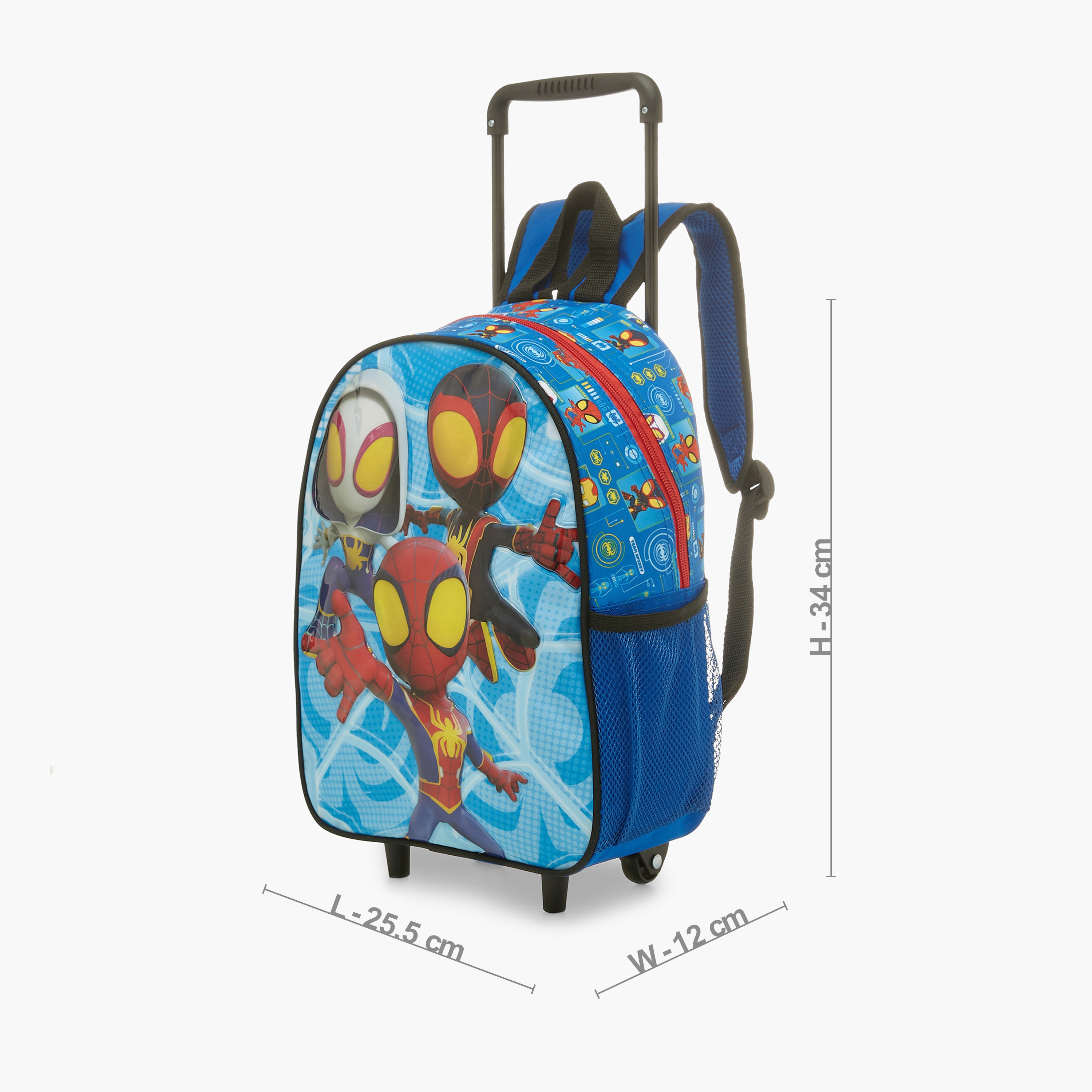 شنطة ظهر ترولي مقاس 13 بوصة بطبعات سبايدرمان مع شنطة غداء ومقلمة-school-bagsandbackpacks-trolleybags-image-3