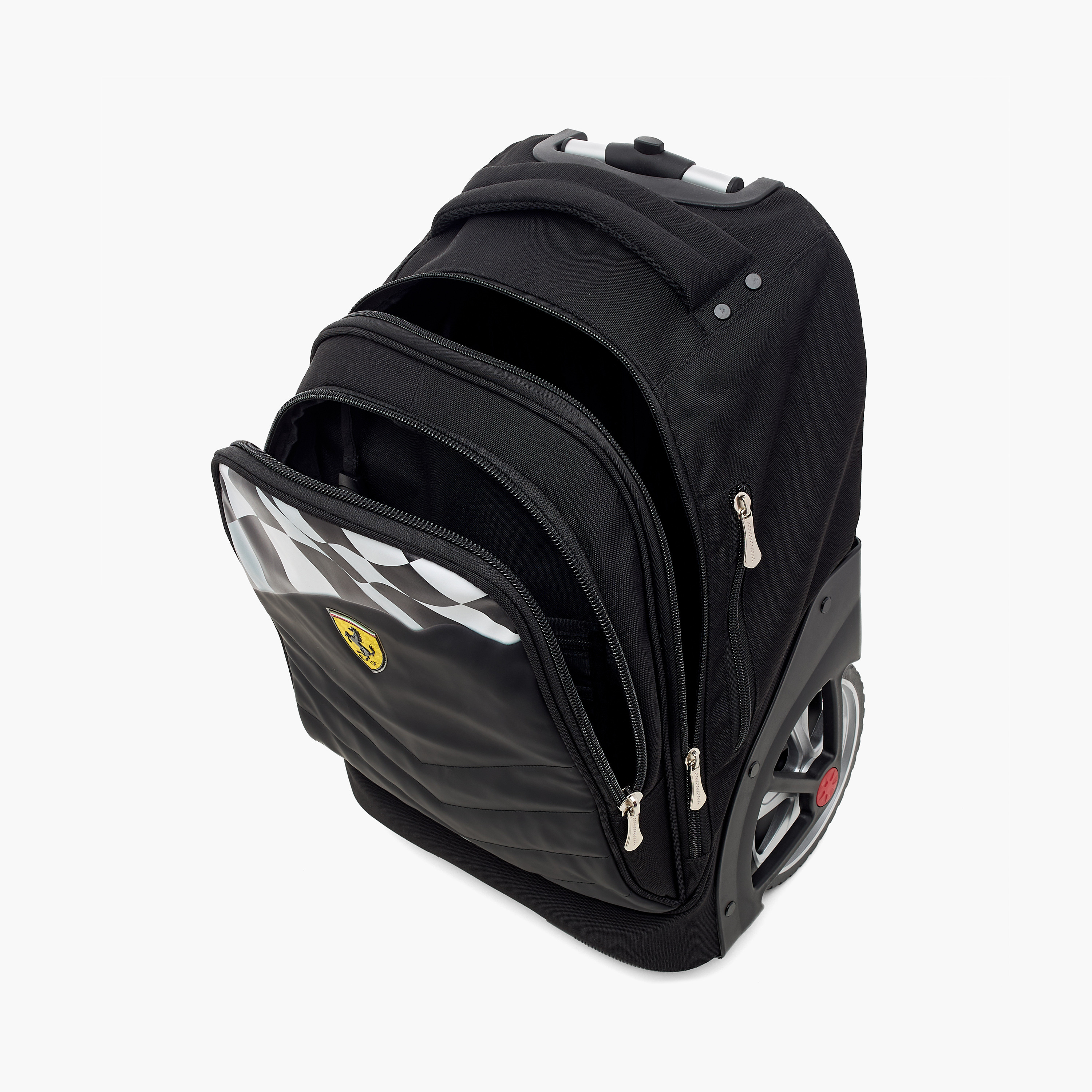 Ferrari Panelled Trolley Bag with Retractable Handle and Zip Closure - 16 inches-school-bagsandbackpacks-trolleybags-image-12