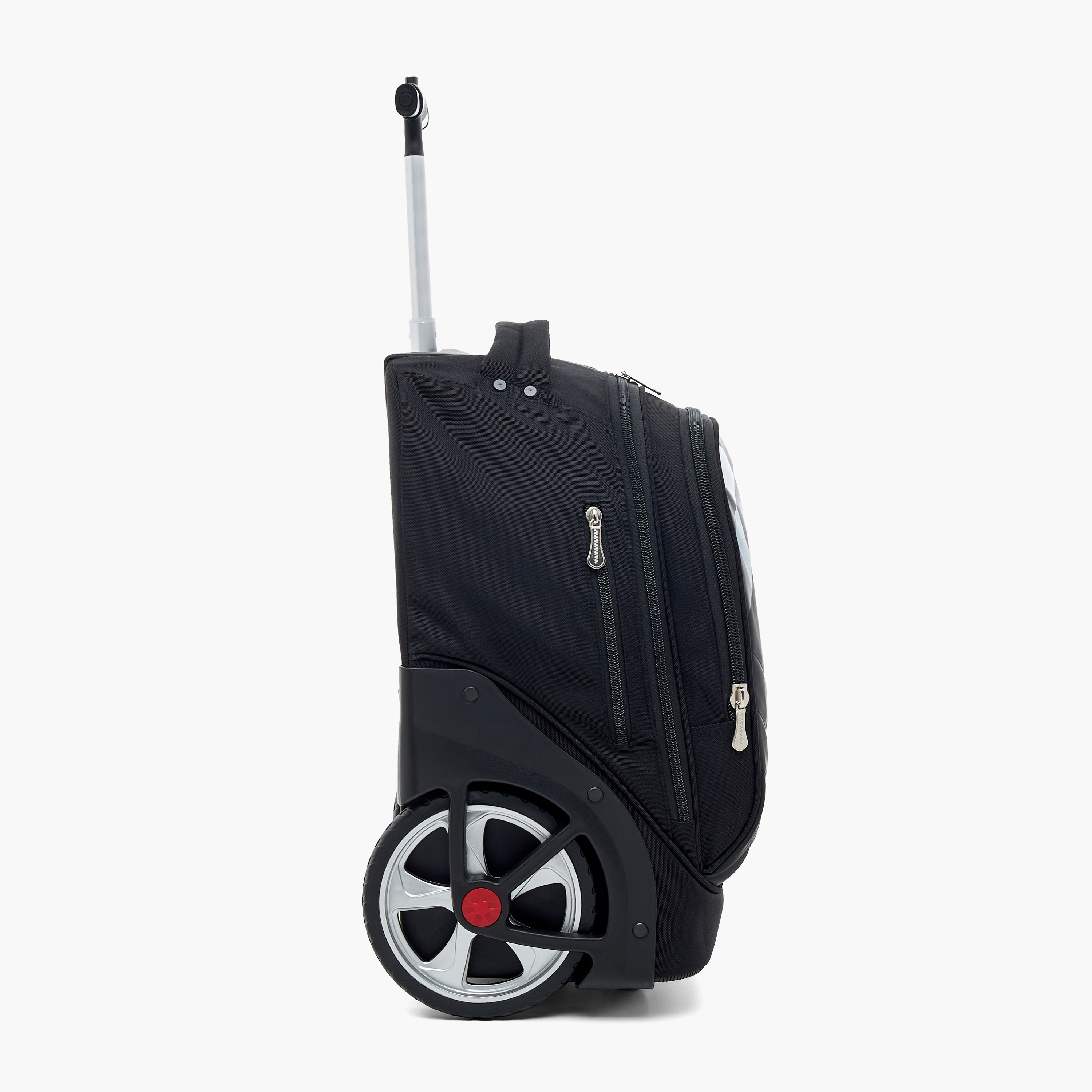 Ferrari Panelled Trolley Bag with Retractable Handle and Zip Closure - 16 inches-school-bagsandbackpacks-trolleybags-image-3