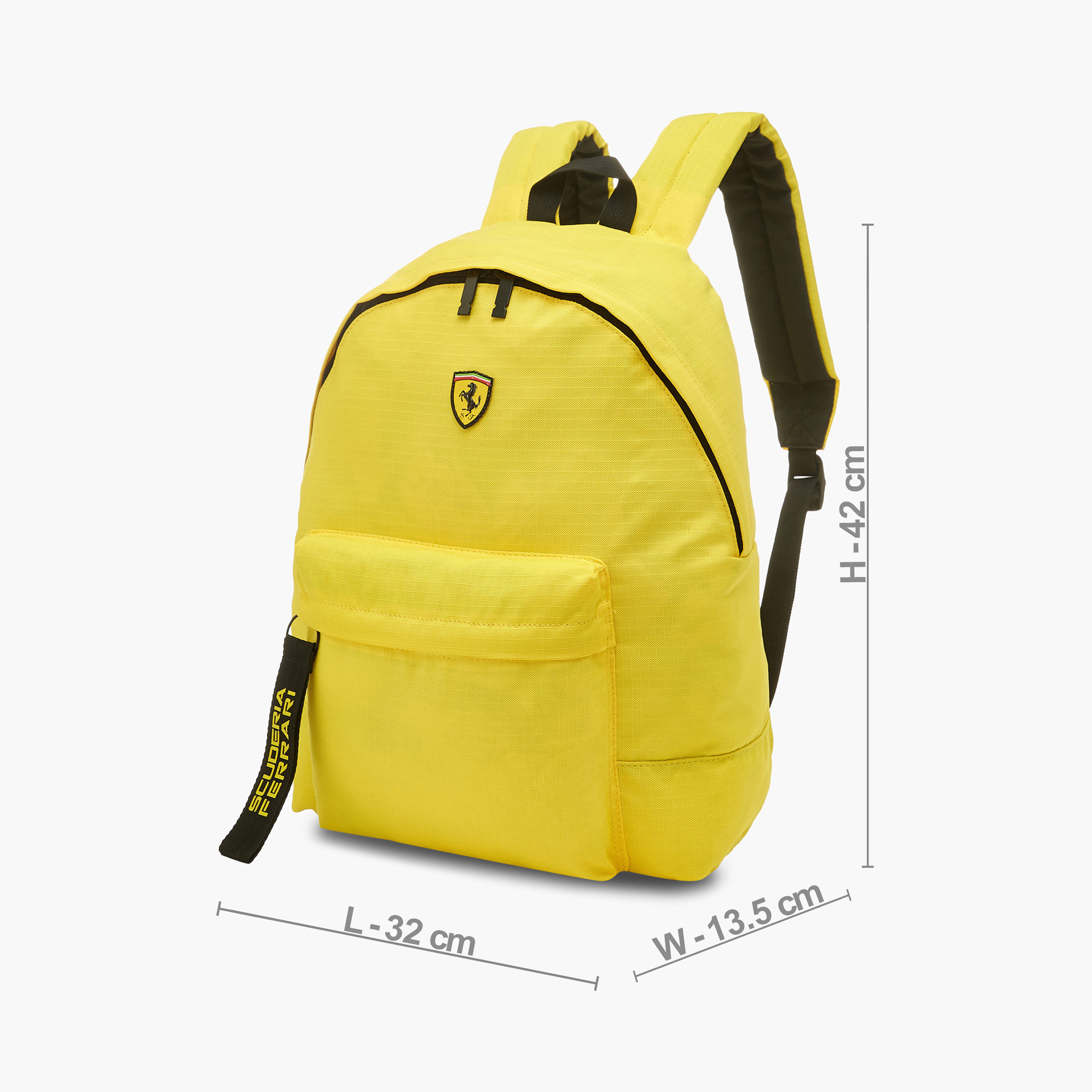 Ferrari Logo Applique Backpack with Adjustable Shoulder Straps and Zip Closure - 16 inches-school-bagsandbackpacks-backpacks-image-2