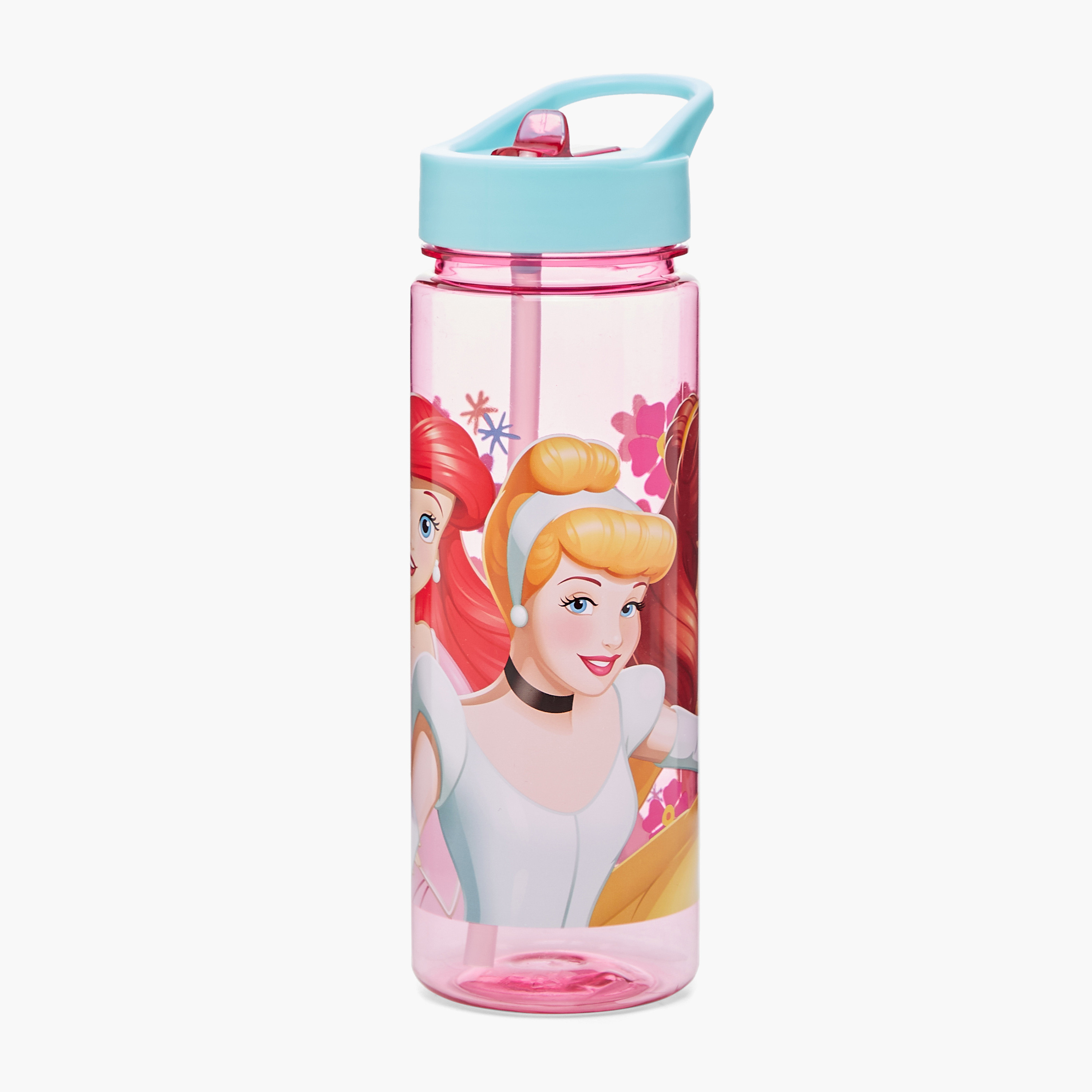 قارورة مياه بقشّة ومقبض وطبعات برنسيس من ديزني - 650 مل-school-waterbottles-image-1