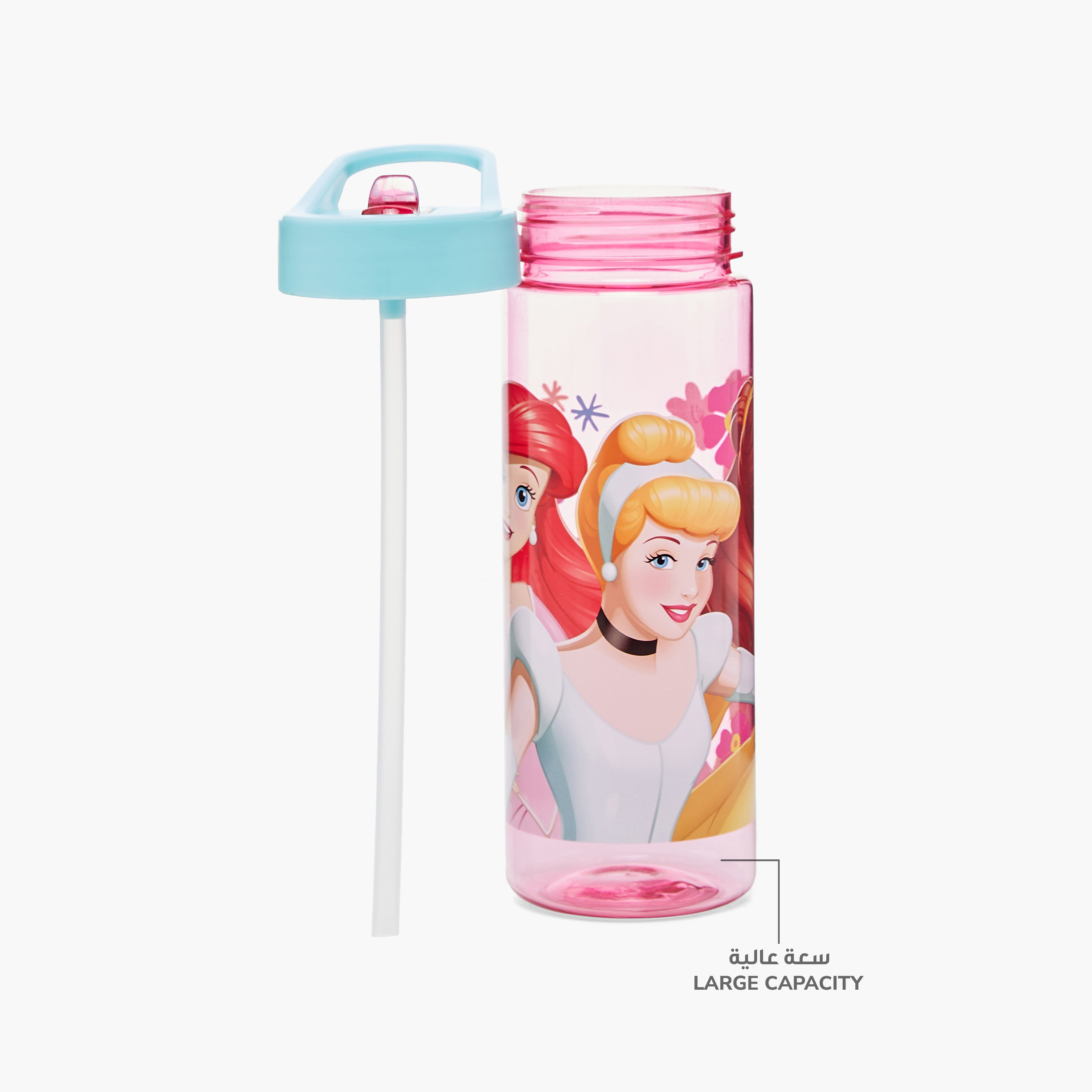 قارورة مياه بقشّة ومقبض وطبعات برنسيس من ديزني - 650 مل-school-waterbottles-image-4