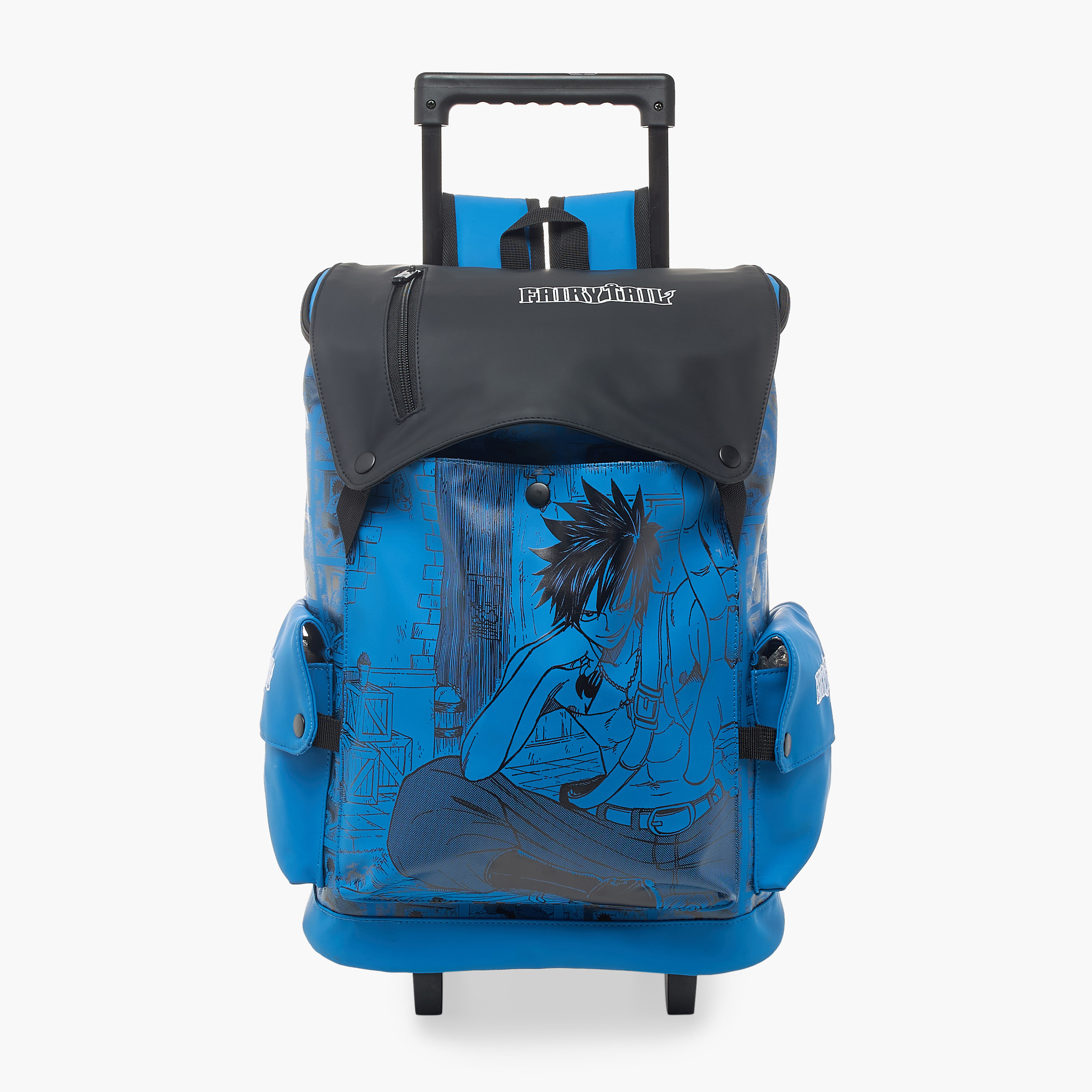 Pikaboom Fairy Tail Print Trolley Backpack with Retractable Handle and Flap Closure - 18 inches-school-bagsandbackpacks-trolleybags-image-1
