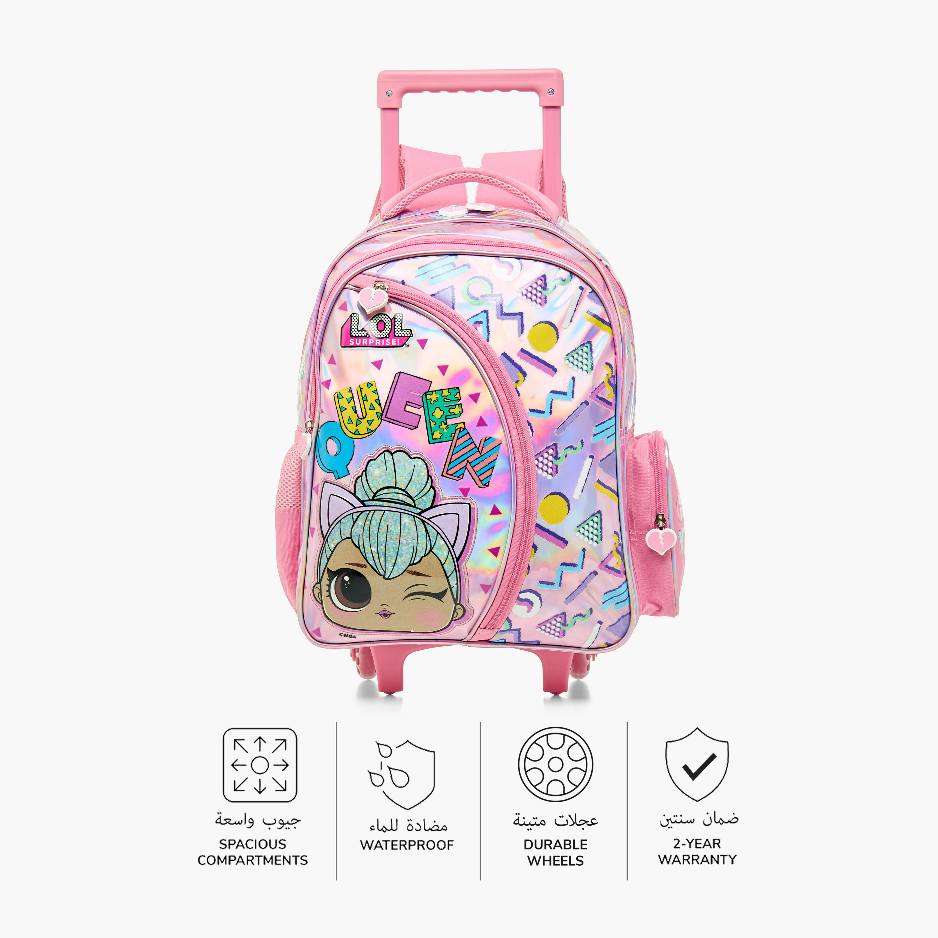 L.O.L. Surprise! All-Over Print Trolley Backpack with Retractable Handle and Zip Closure - 16 inches-school-bagsandbackpacks-trolleybags-image-4