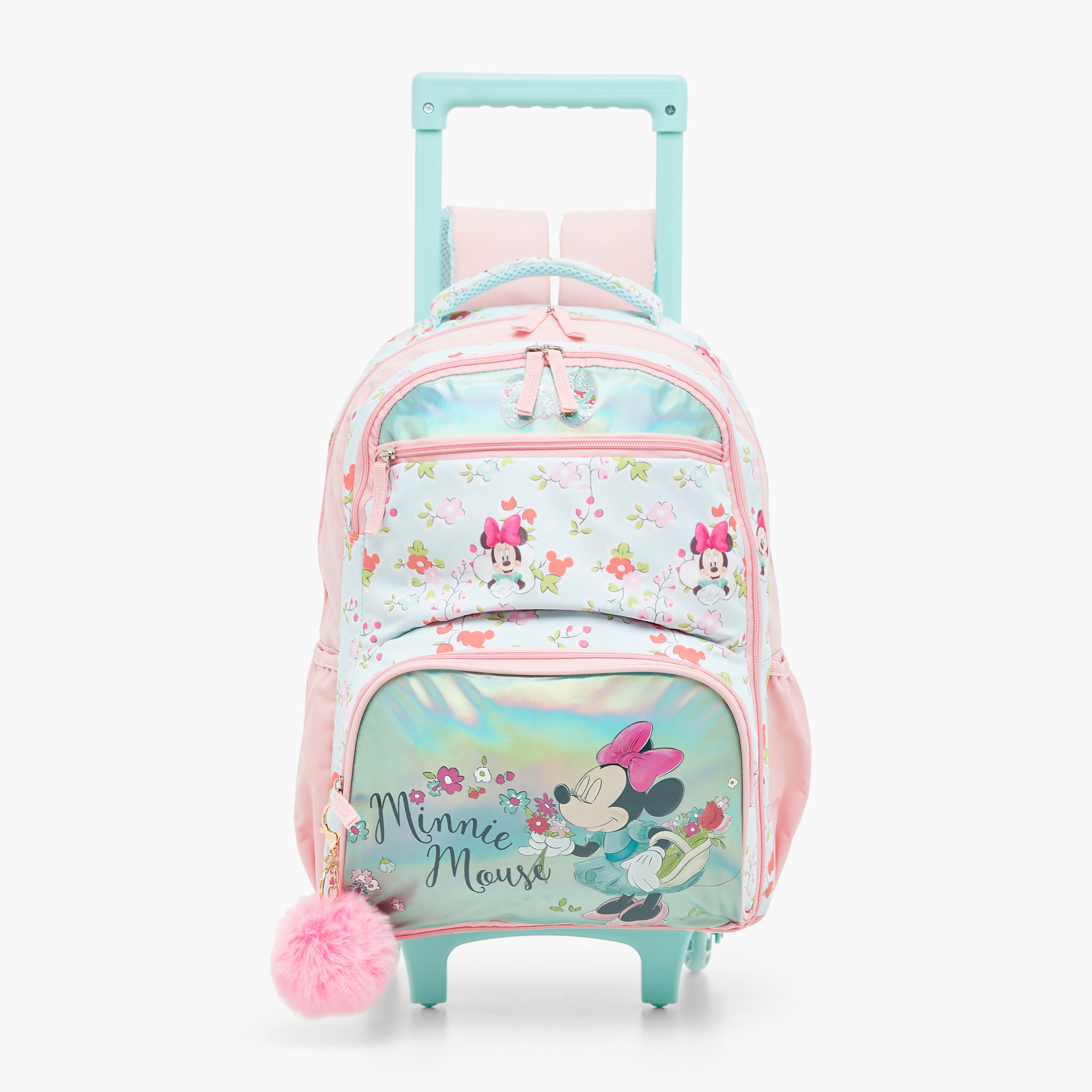 Buy Disney Minnie Mouse Print Trolley Backpack with Wheels and Retractable Handle 16 inches Online for Kids Centrepoint Bahrain