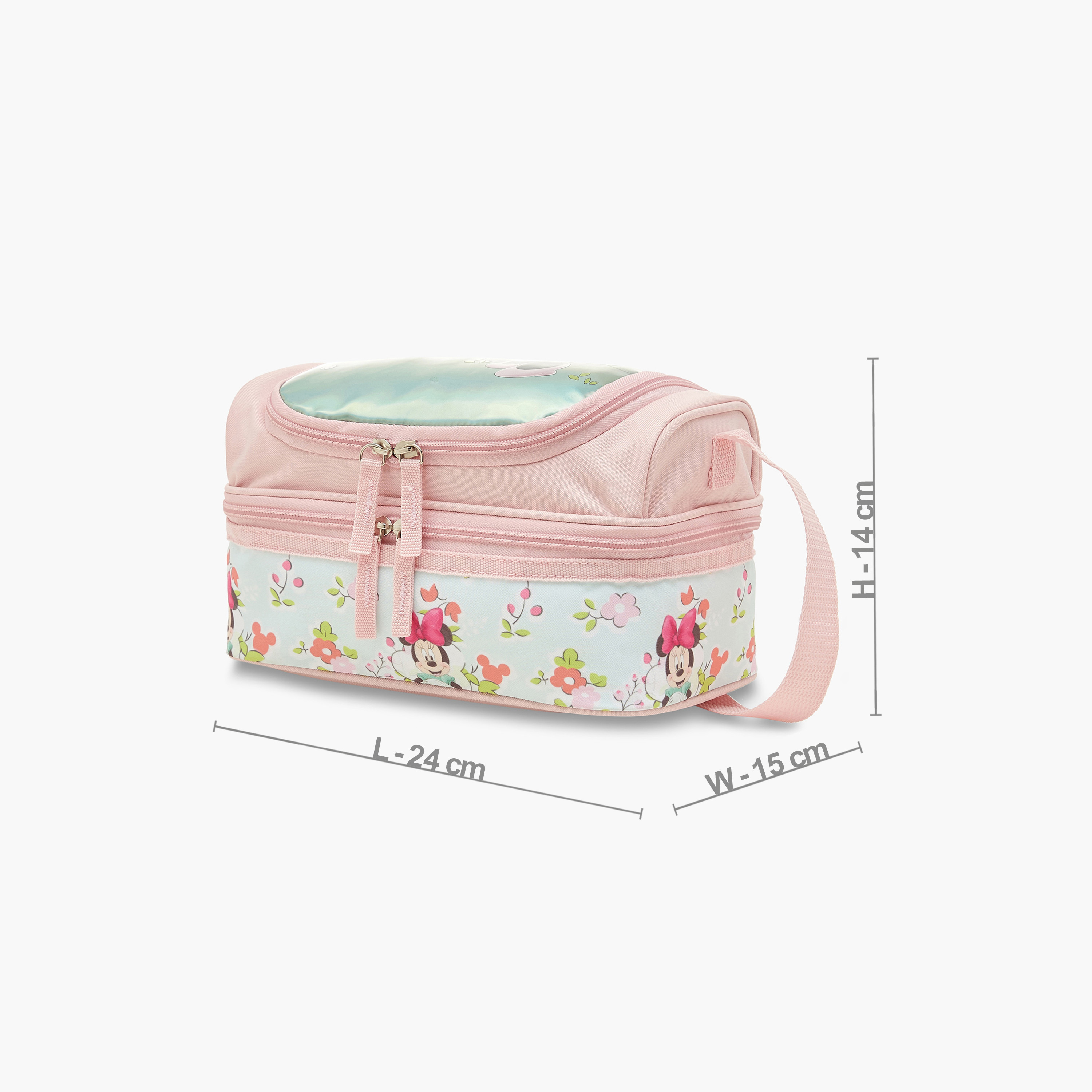 Disney Minnie Mouse Print Double Layer Lunch Bag with Adjustable Strap and Zip Closure-school-lunchessentials-lunchbags-image-2