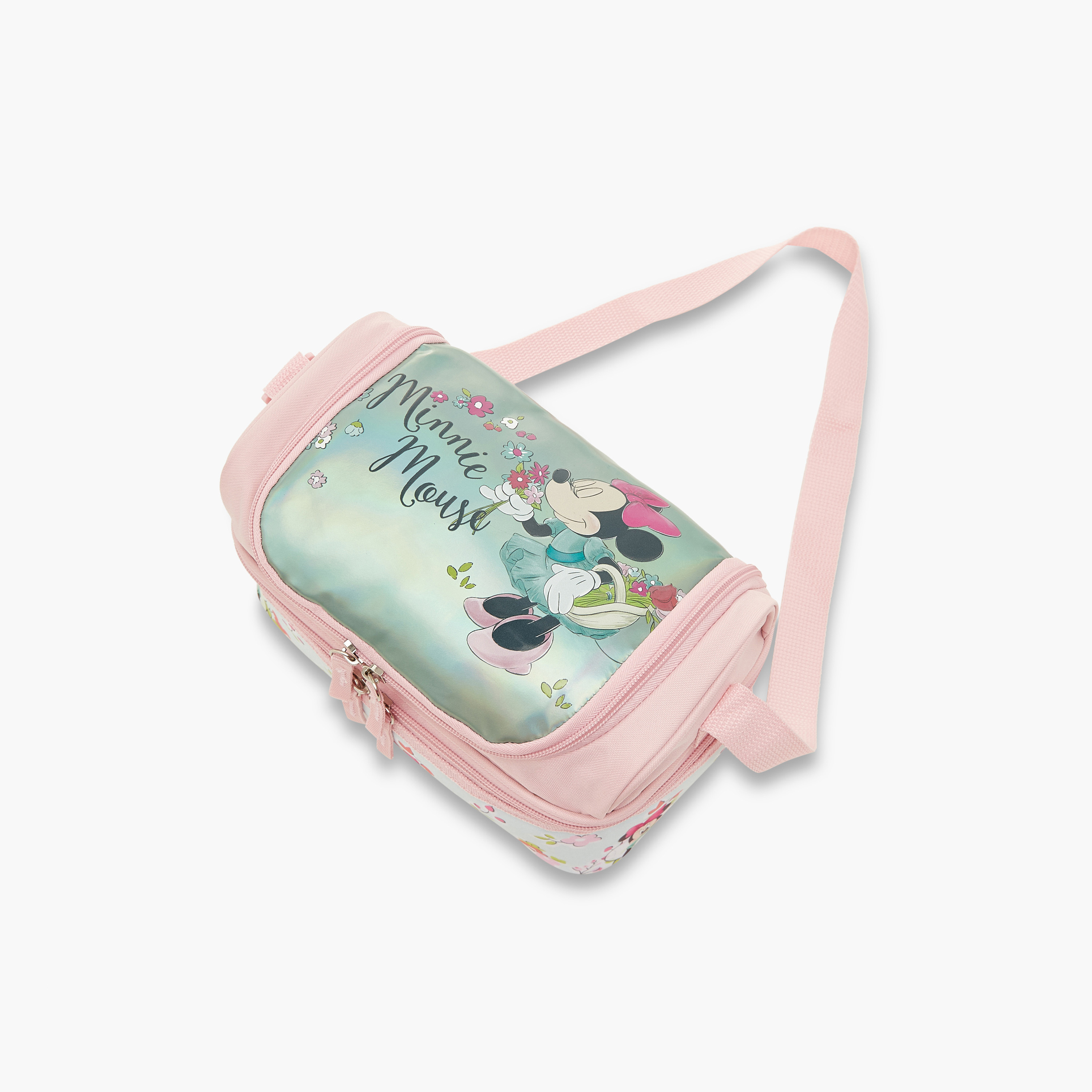 Disney Minnie Mouse Print Double Layer Lunch Bag with Adjustable Strap and Zip Closure-school-lunchessentials-lunchbags-image-3