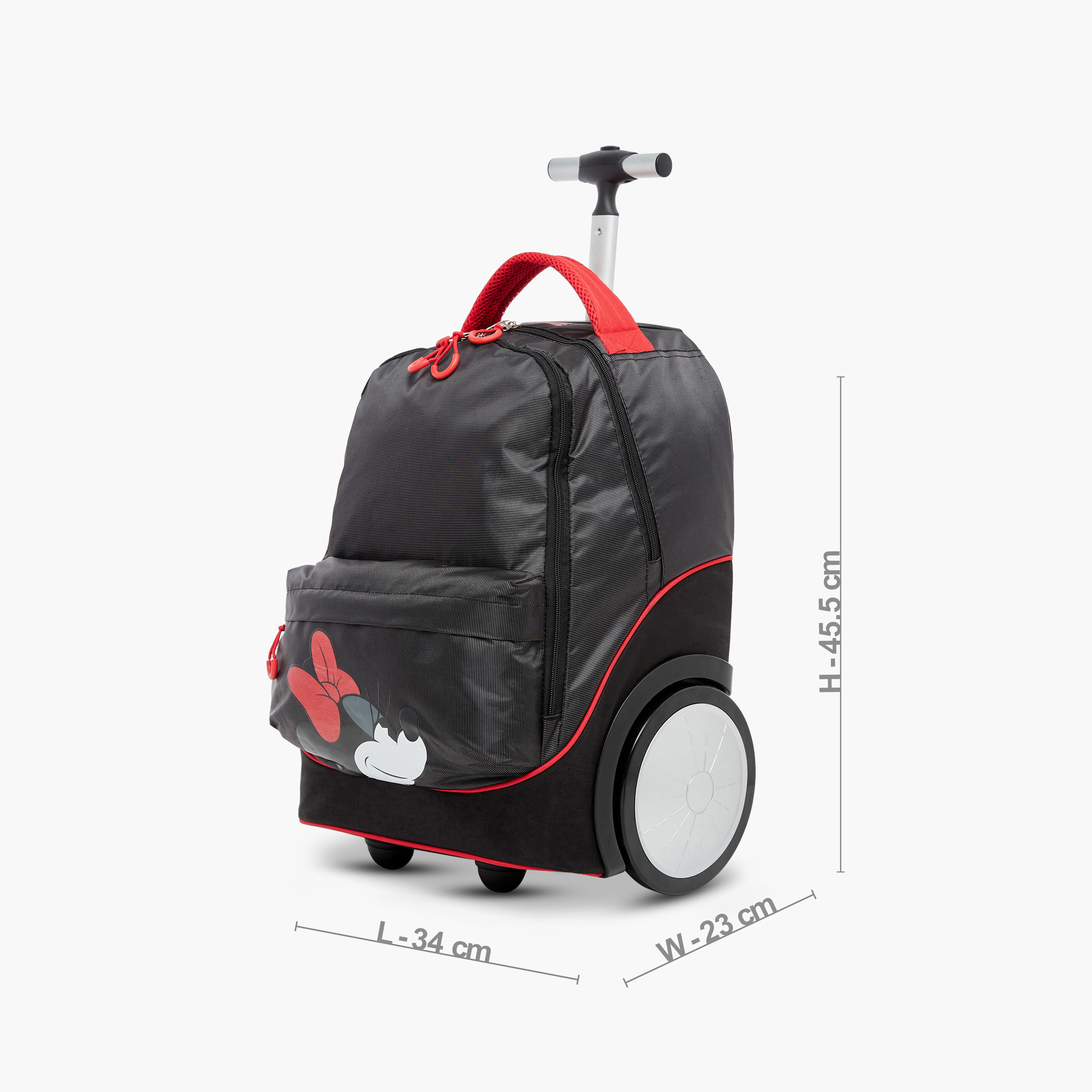 Disney Minnie Mouse Print Trolley Bag with Retractable Handle and Zip Closure - 18 inches-school-bagsandbackpacks-trolleybags-image-2