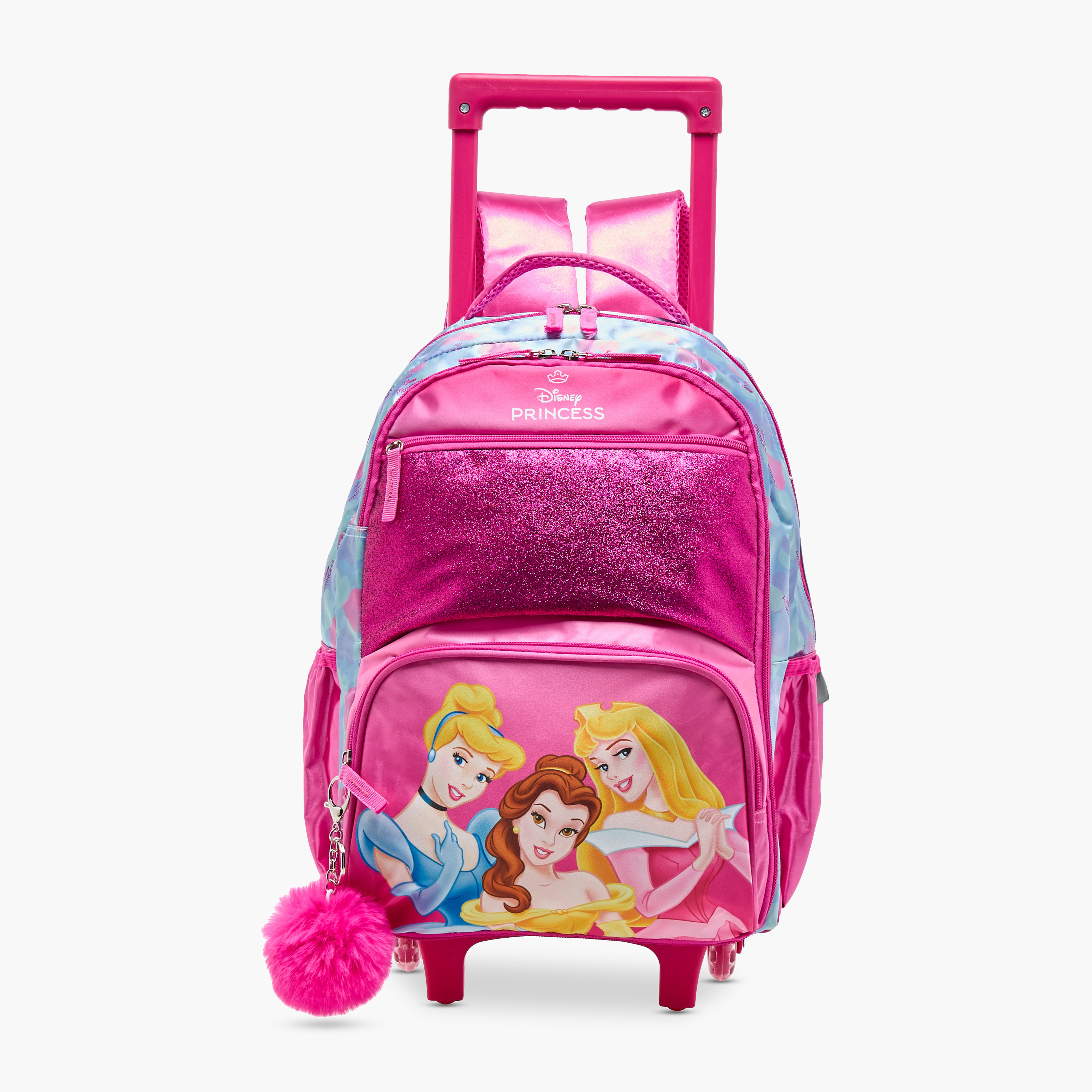 Disney Princess Print Trolley Backpack with Retractable Handle and Zip Closure - 16 inches-school-bagsandbackpacks-trolleybags-image-1