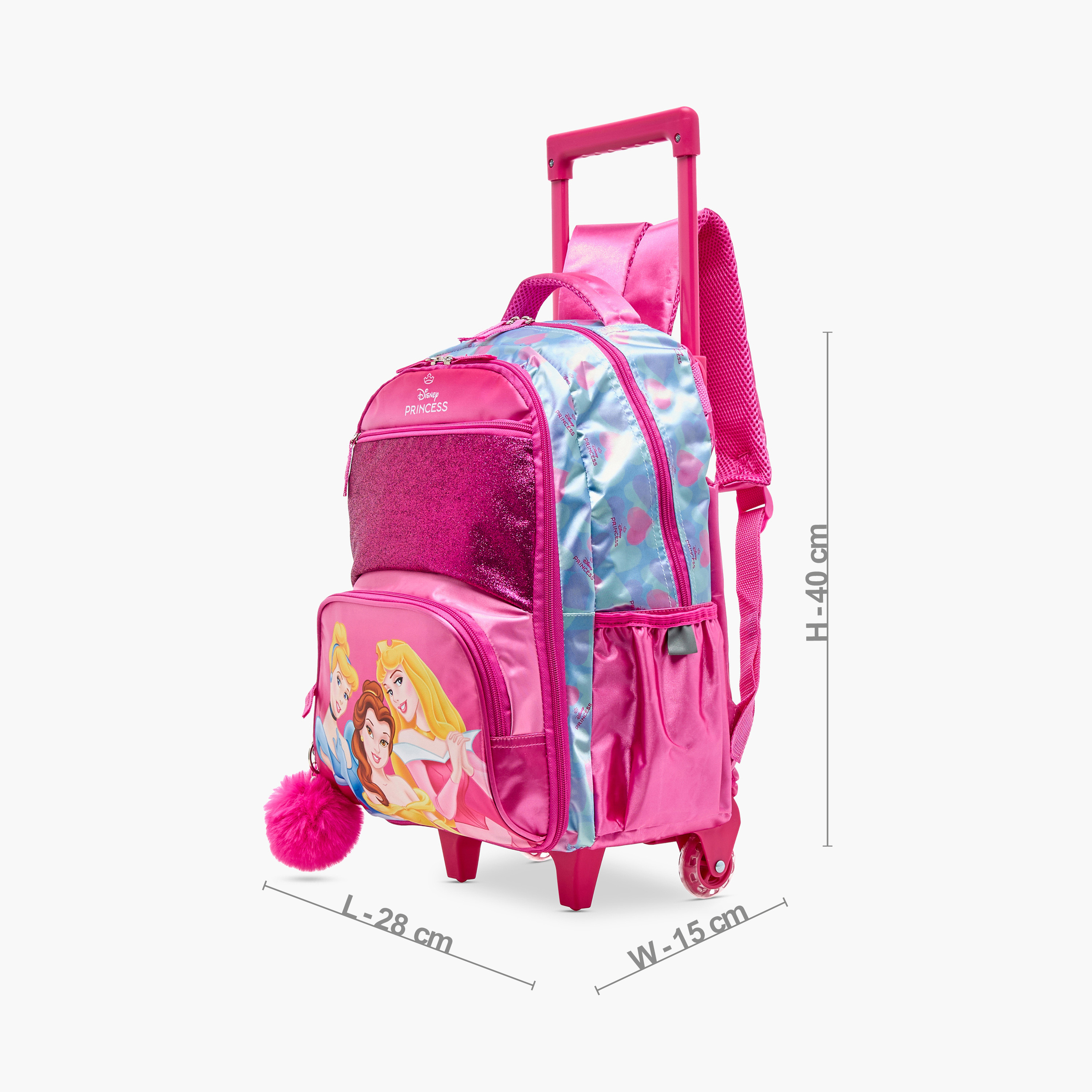 Disney Princess Print Trolley Backpack with Retractable Handle and Zip Closure - 16 inches-school-bagsandbackpacks-trolleybags-image-2